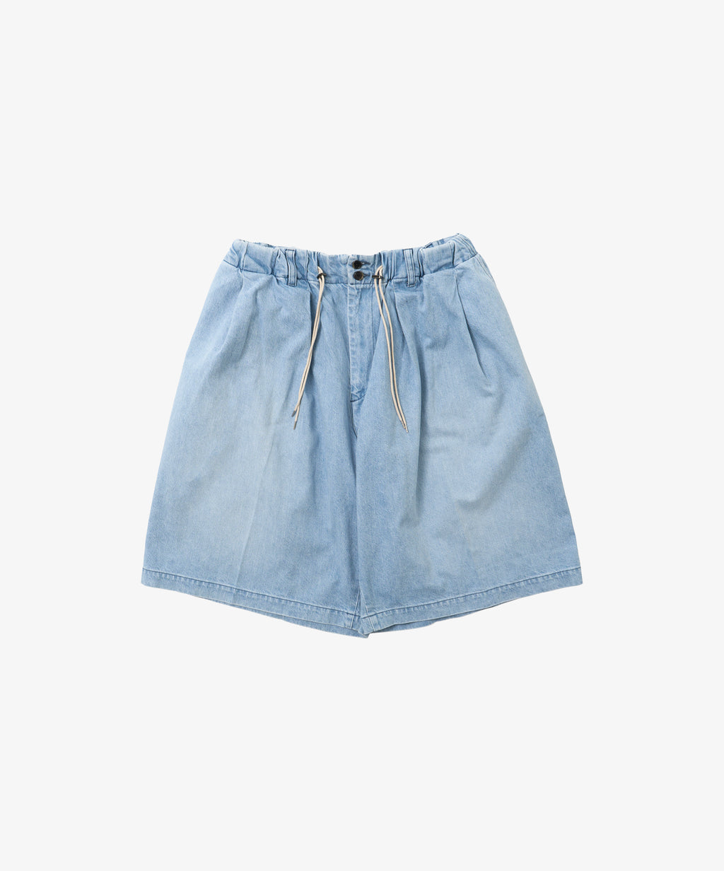 circular short pants denim bleached - default