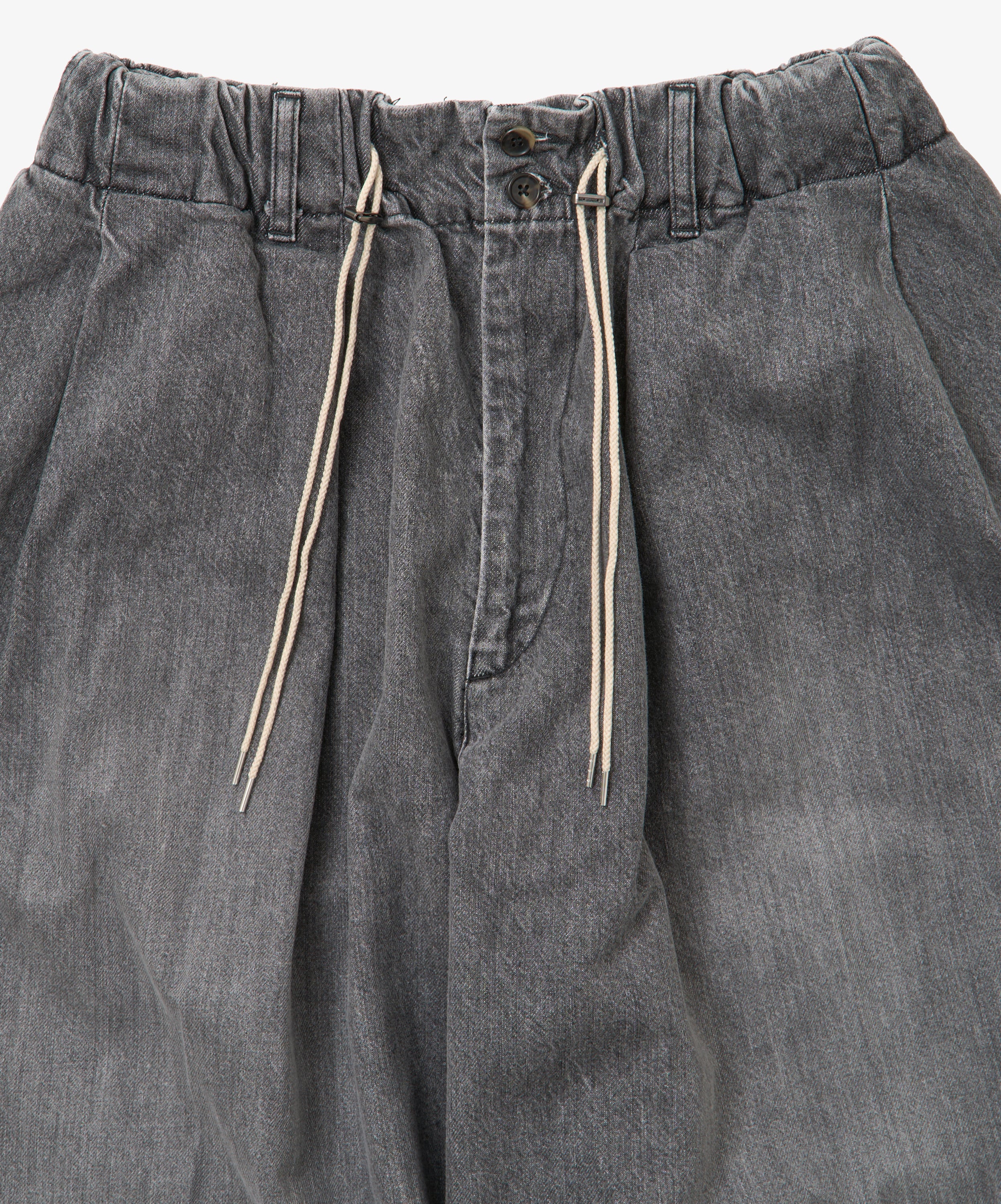 circular short pants black denim bleached
