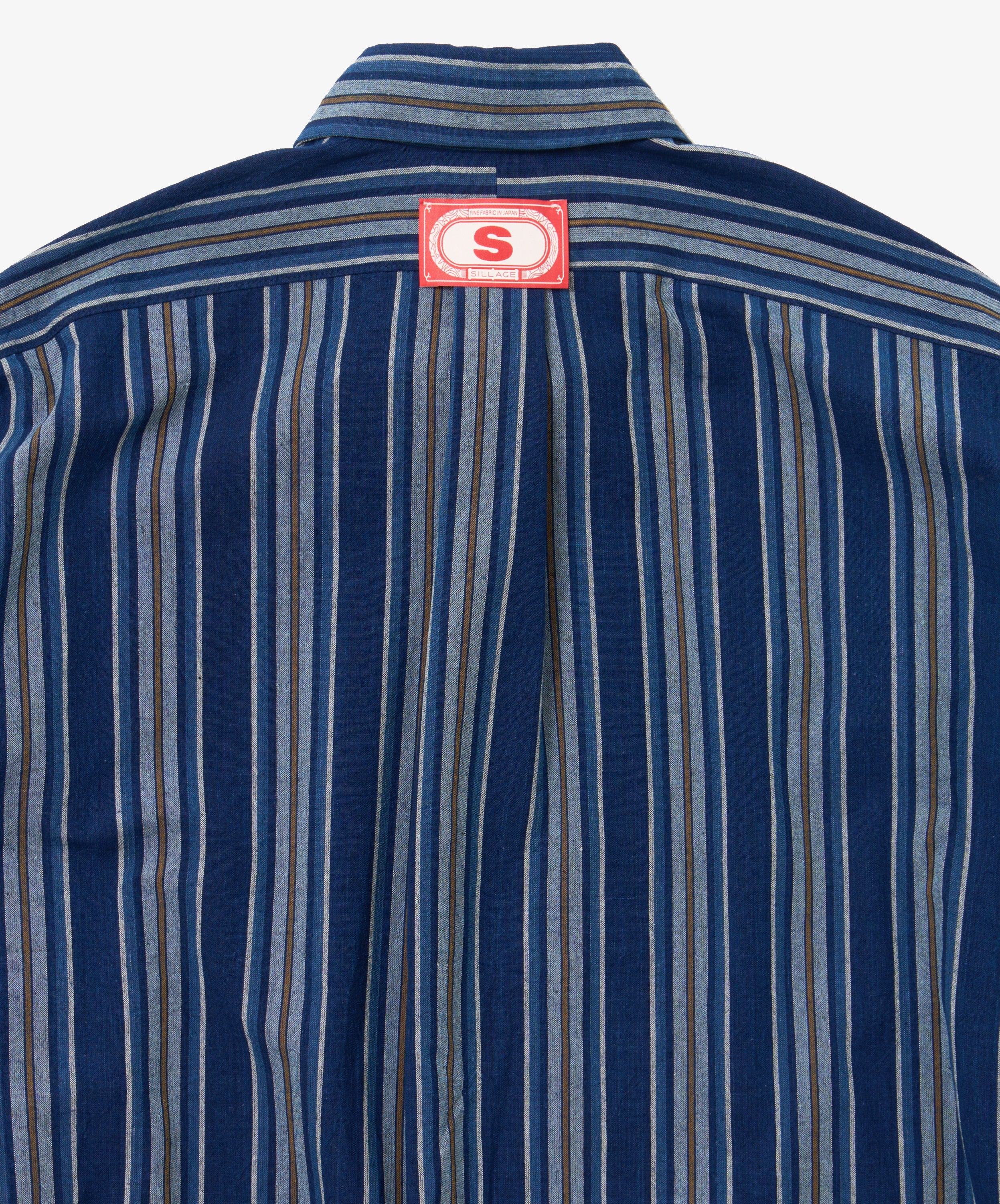 bingo kasuri wide shirt yellow navy stripe