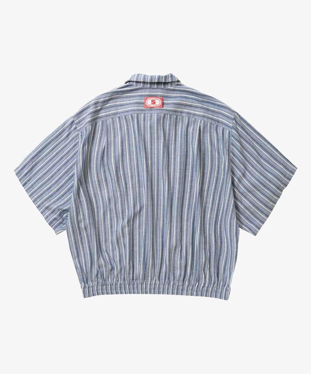 banshu ori ribbed shirts blue multi stripe short sleeve
