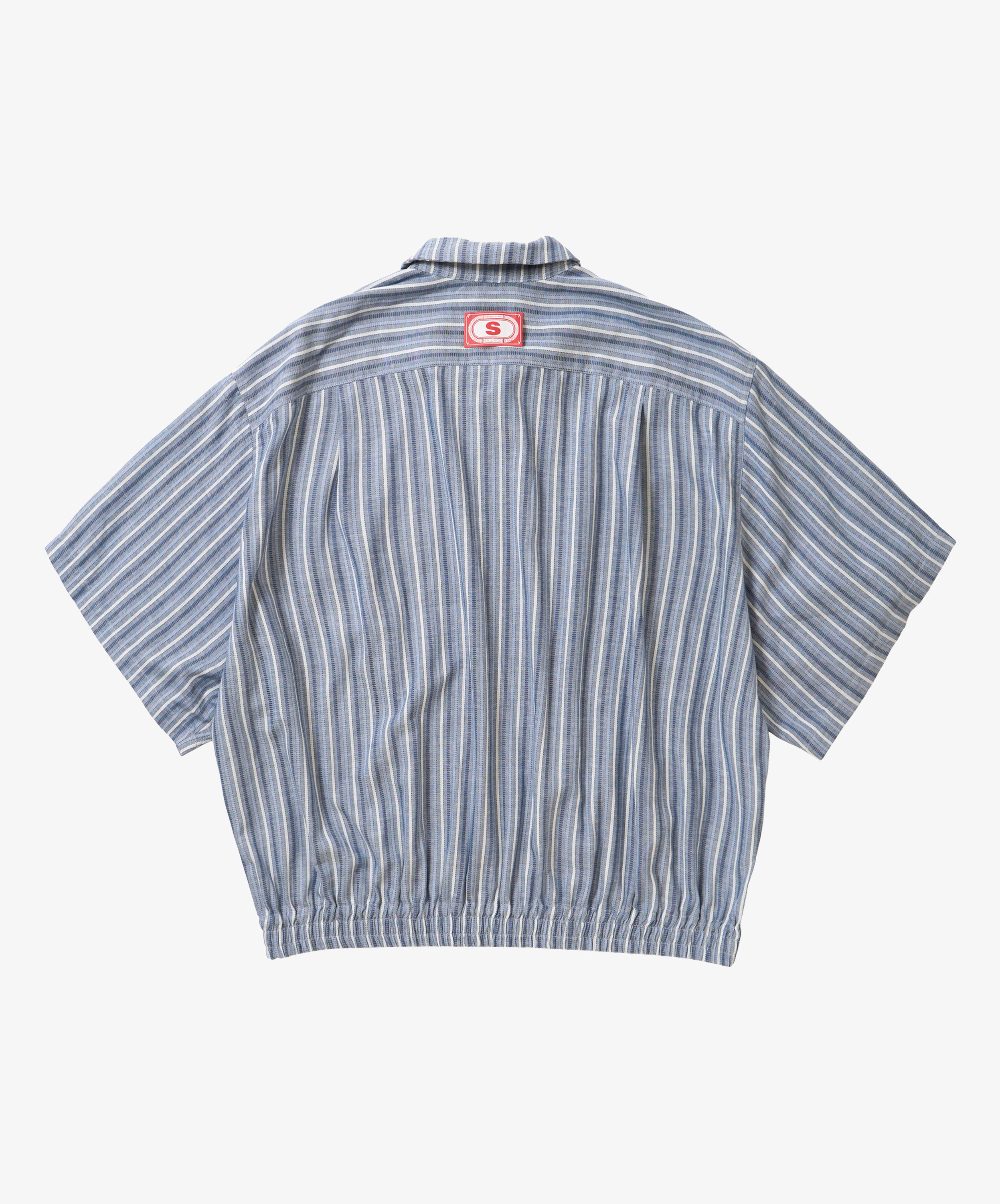 banshu ori ribbed shirts blue multi stripe short sleeve