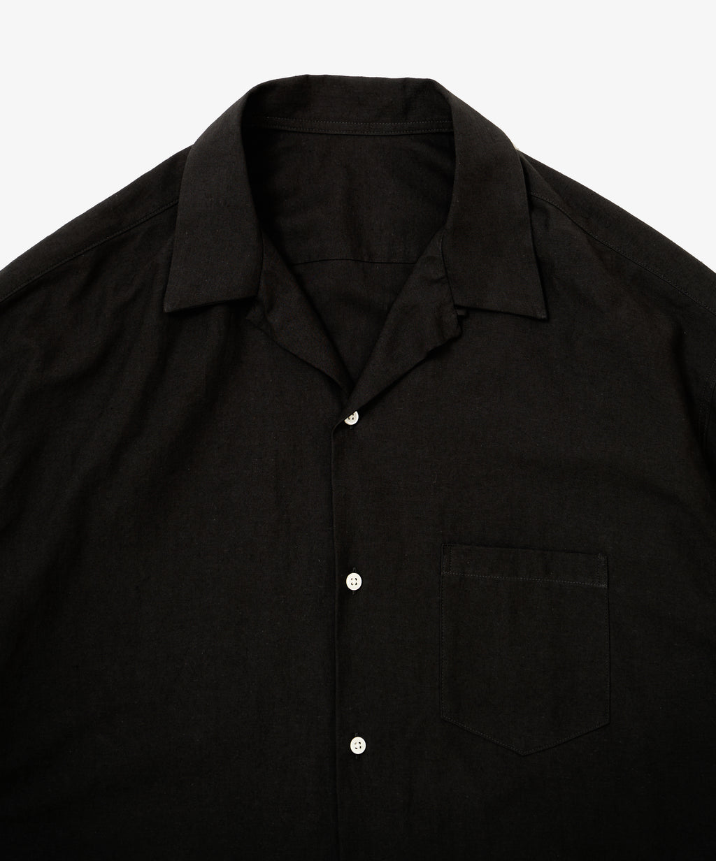 re-engineered overshirt short sleeve back satin black