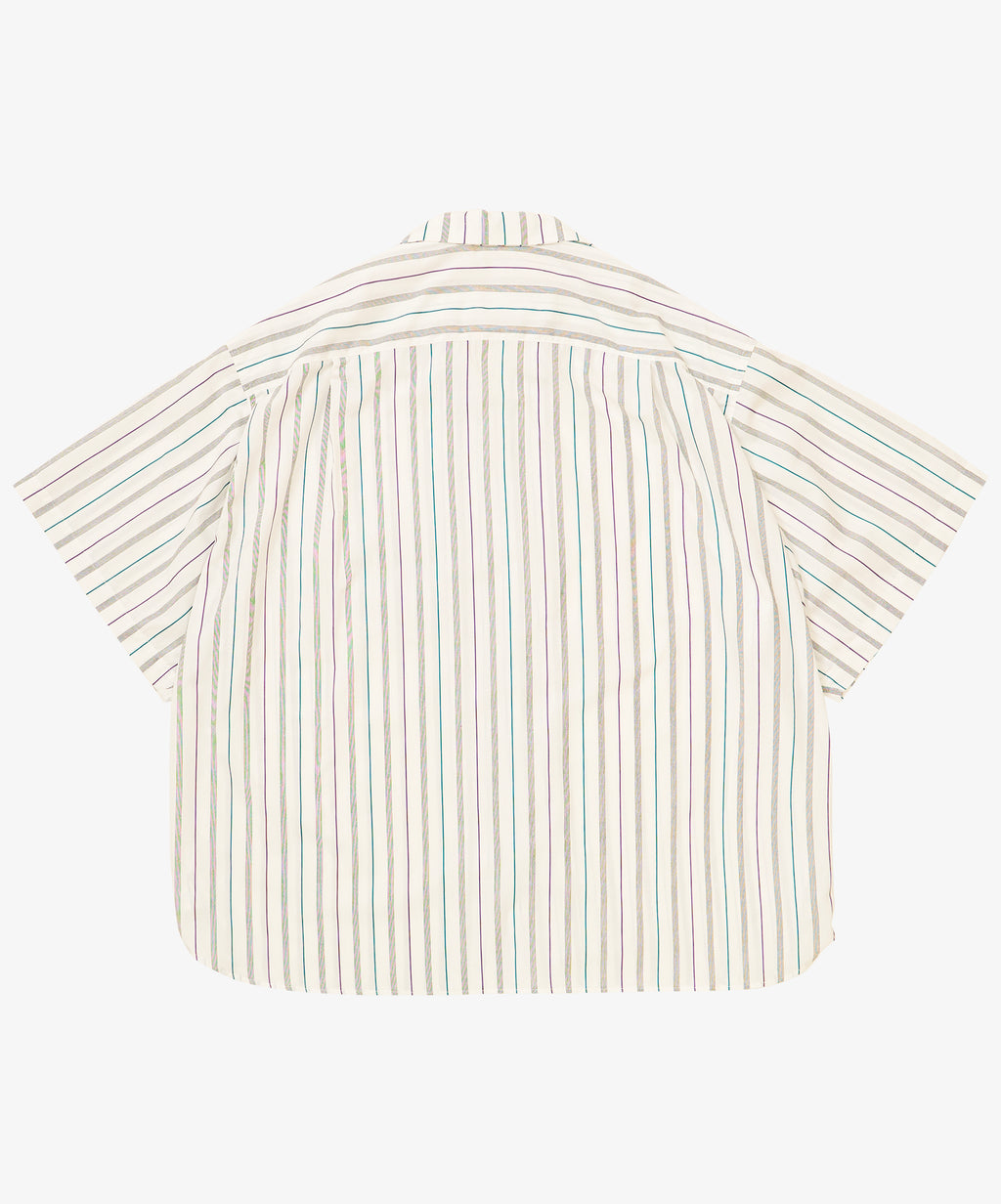 re-engineered overshirt short sleeve deadstock white stripe