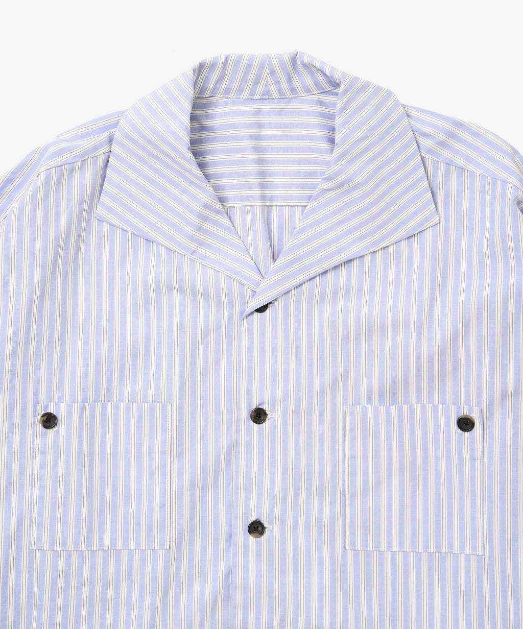 rib blouson high count blue stripe