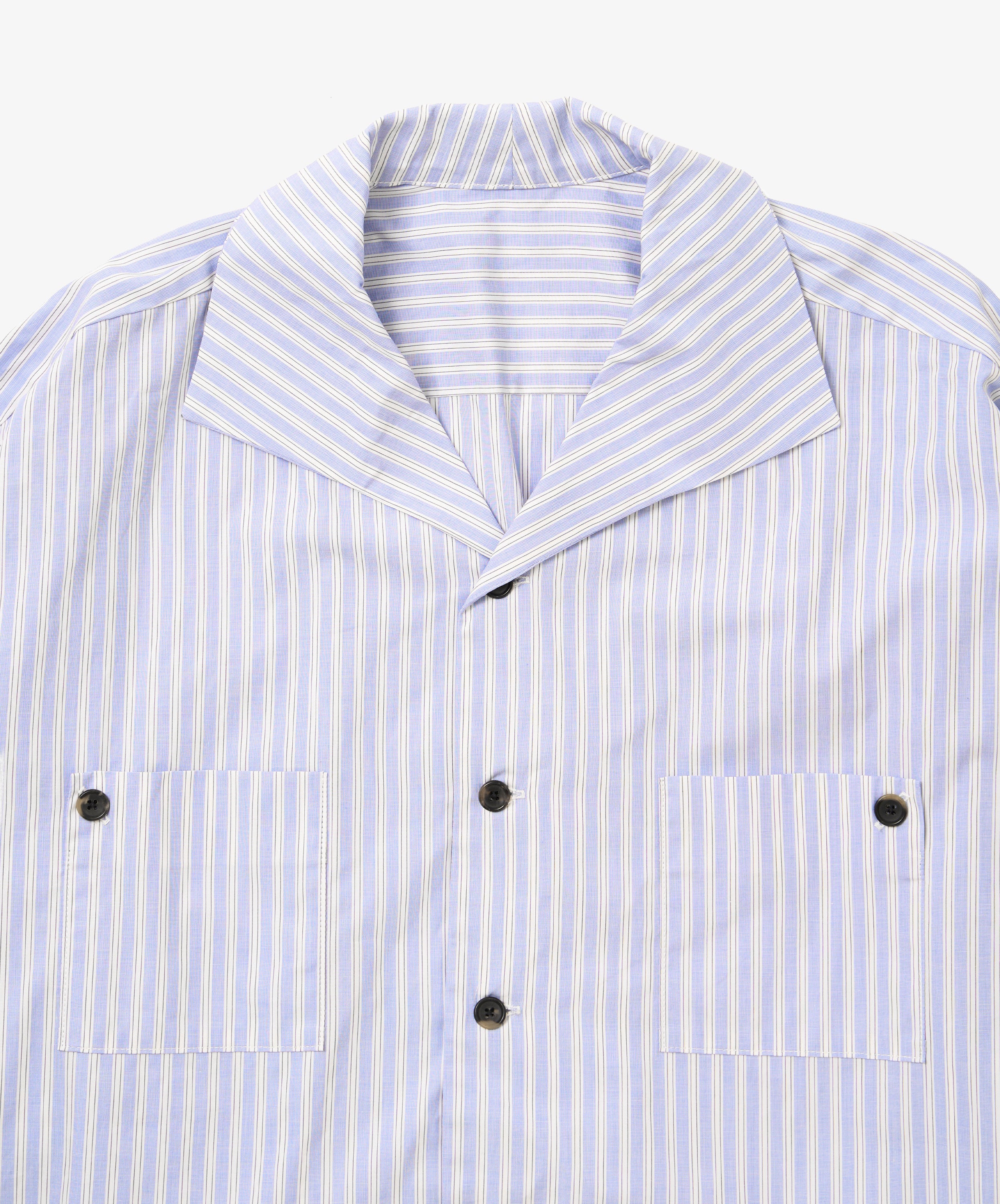 rib blouson high count blue stripe