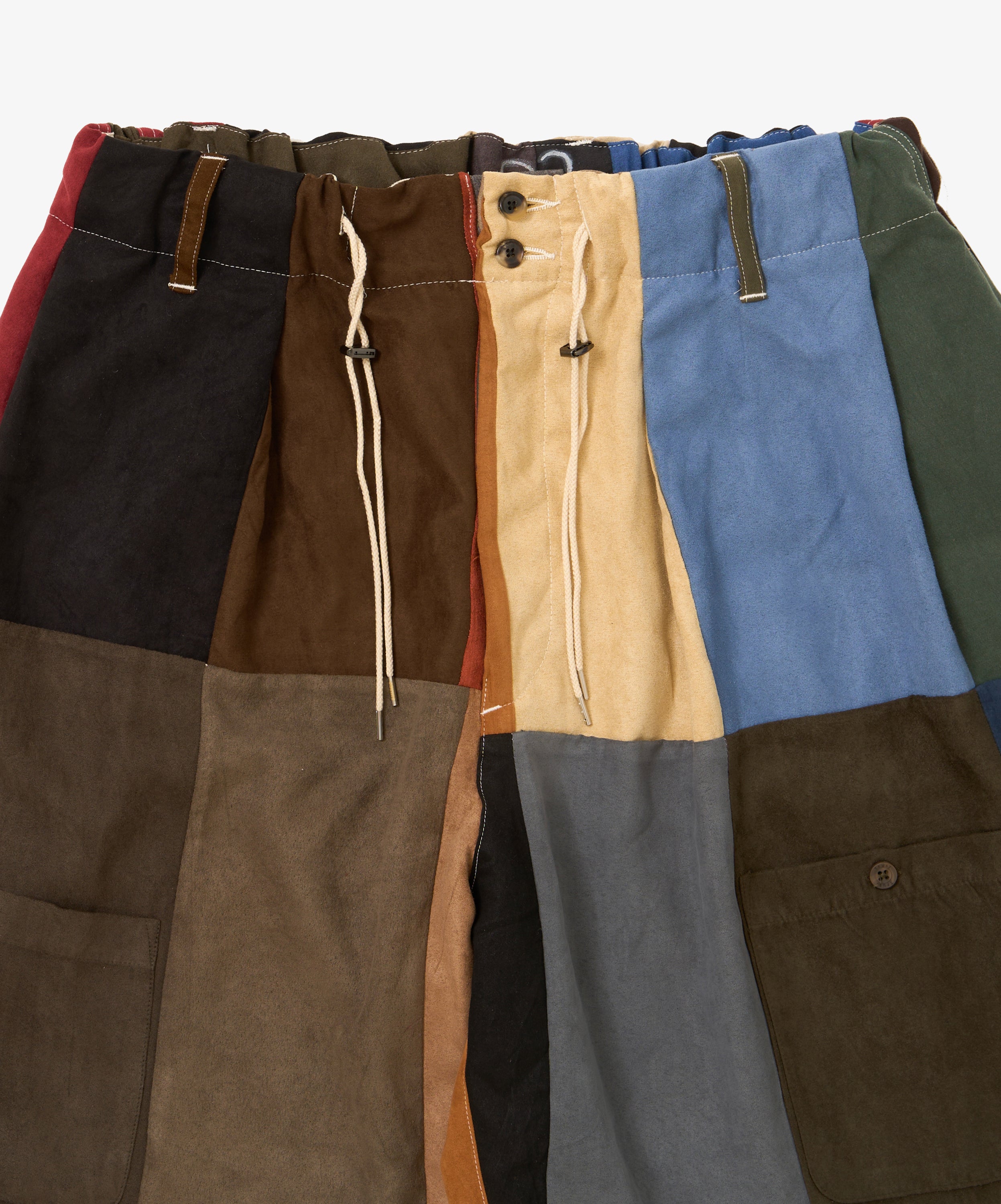 circular shorts faux suede three