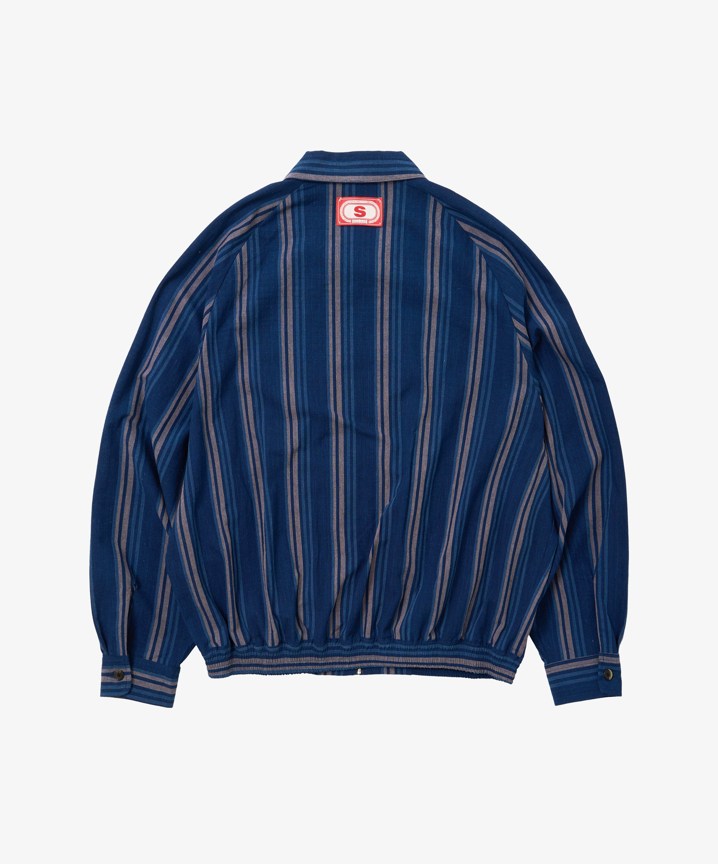 bingo kasuri zip up blouson navy stripe