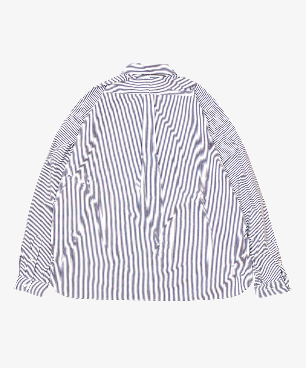 wide shirt high count navy stripe