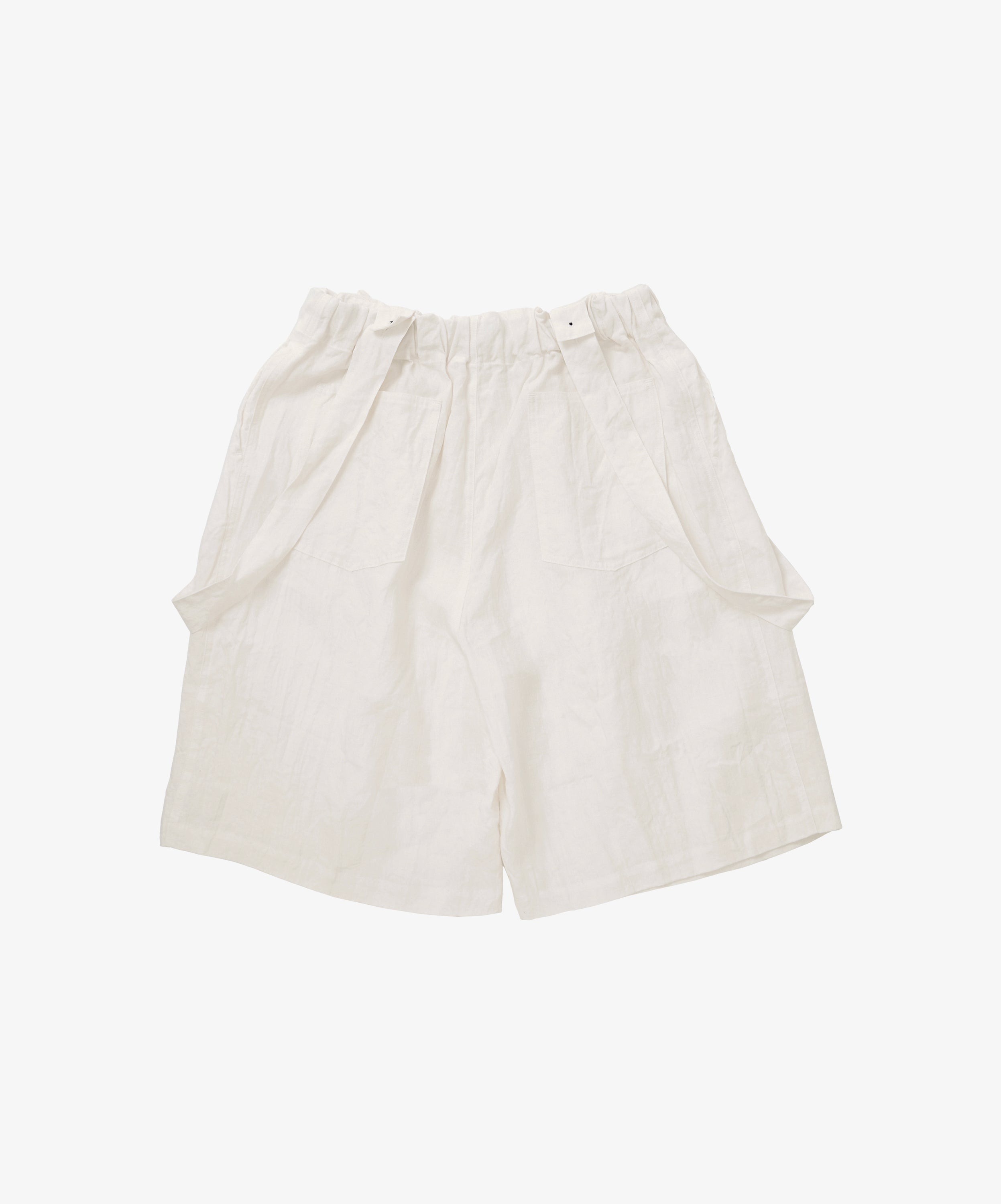 circular short pants linen white with suspenders