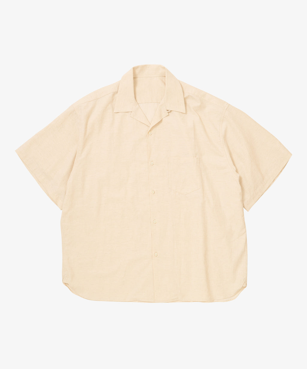 re-engineered overshirt short sleeve back satin natural - default