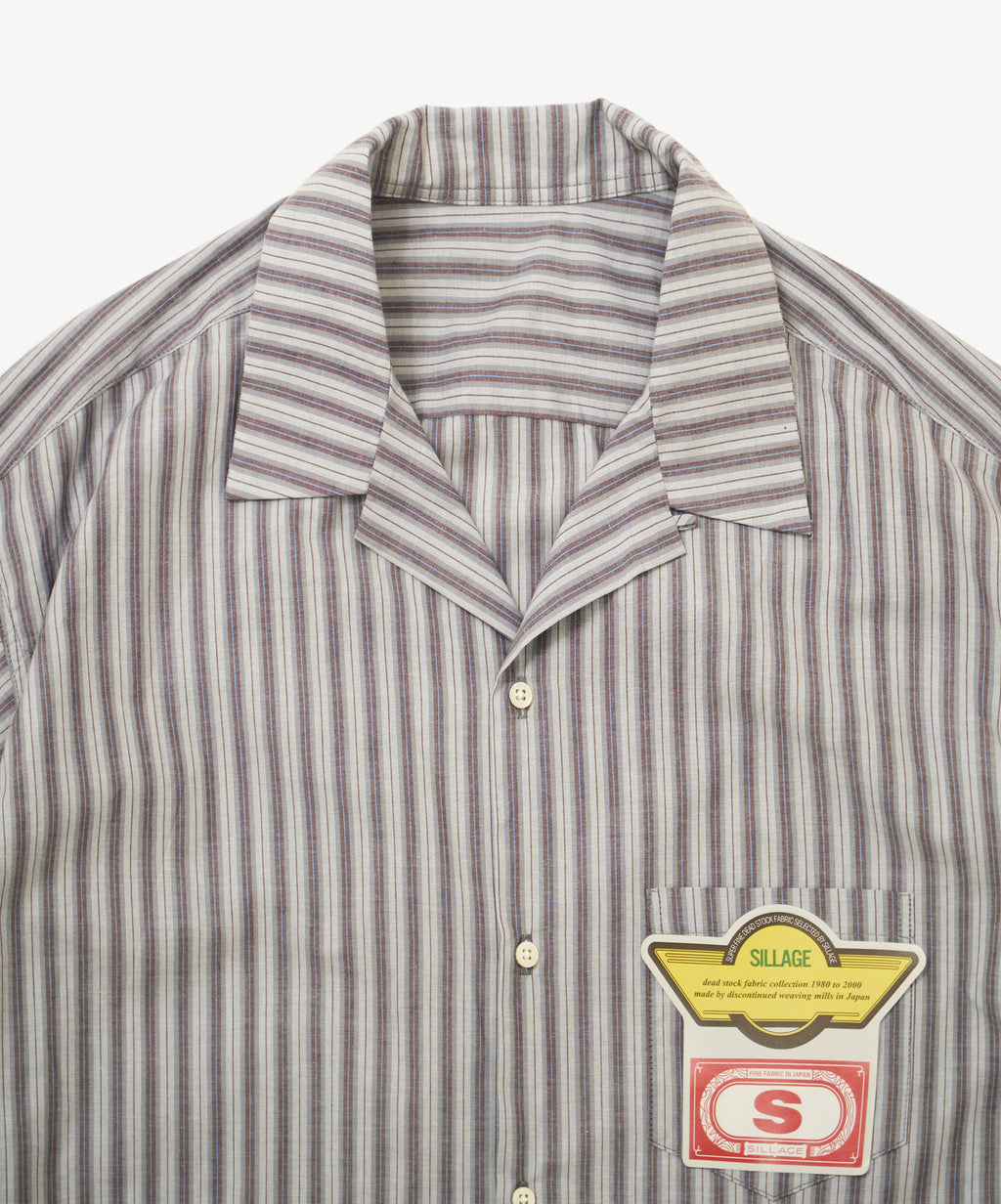 re-engineered overshirt short sleeve dead stock gray stripe