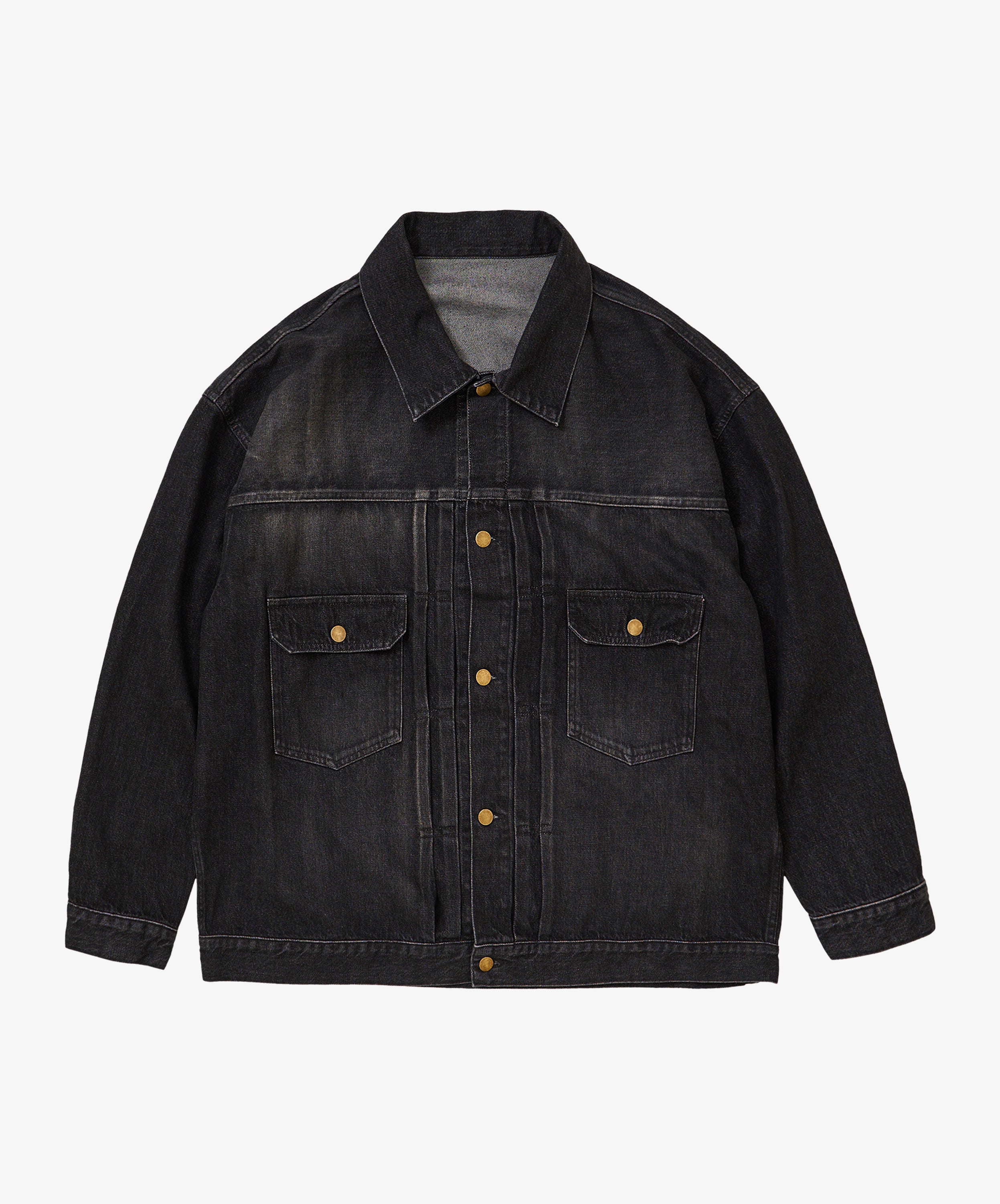 trucker jacket black denim damaged - default
