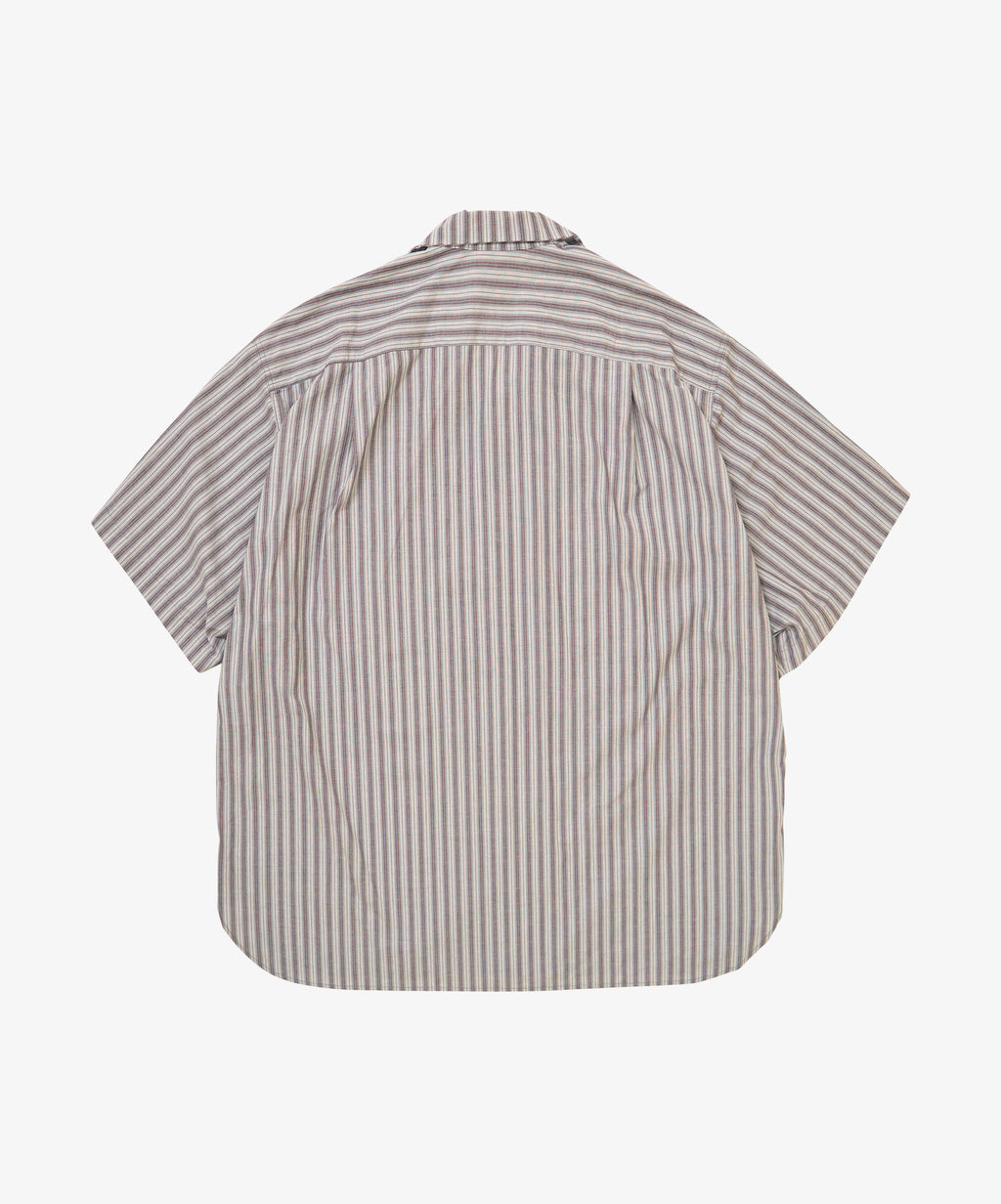 re-engineered overshirt short sleeve dead stock gray stripe