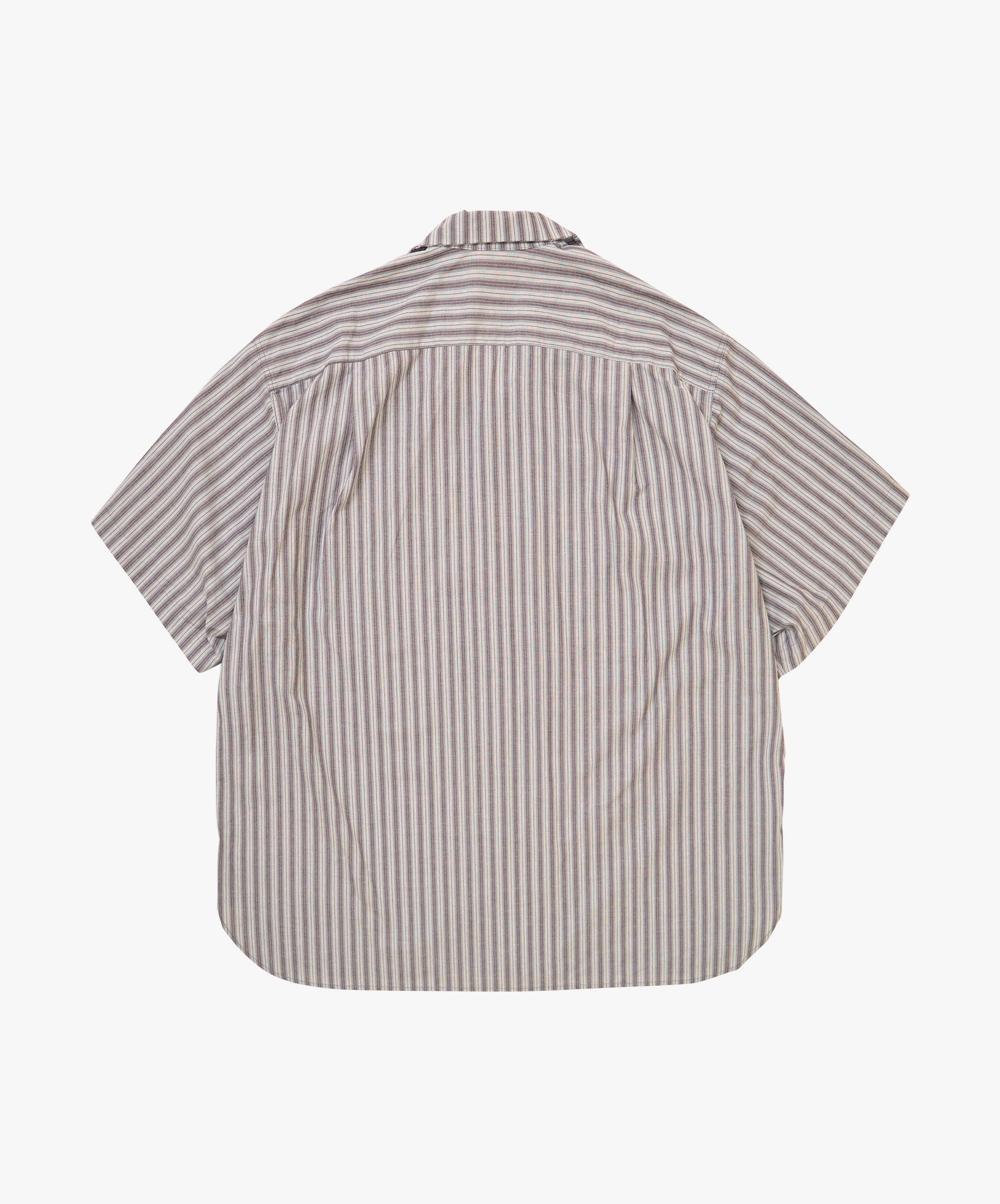 re-engineered overshirt short sleeve dead stock gray stripe