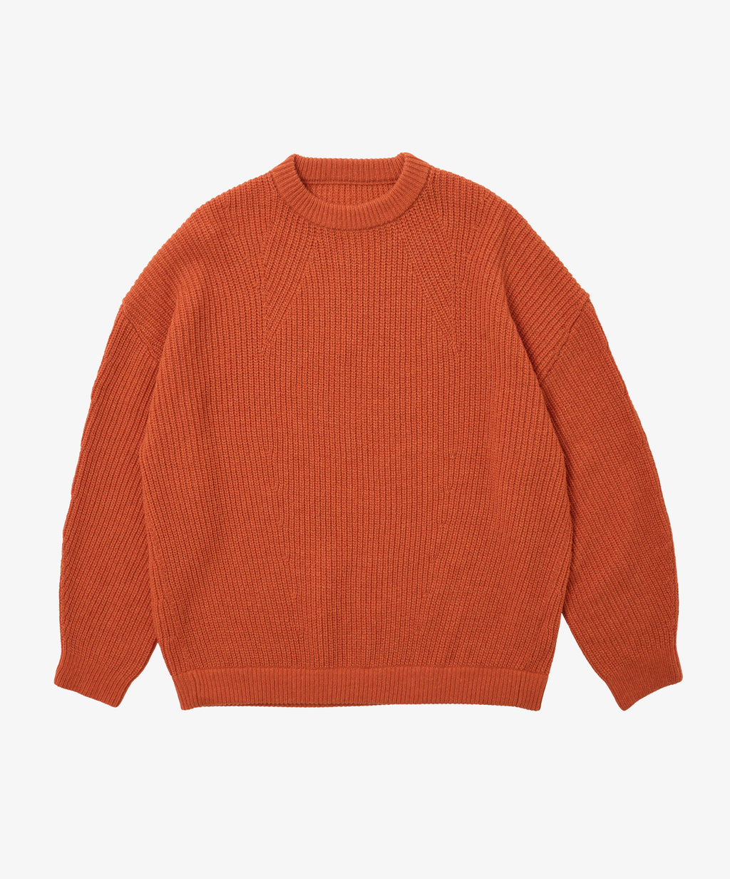 super fine wool ribbed crew orange - default