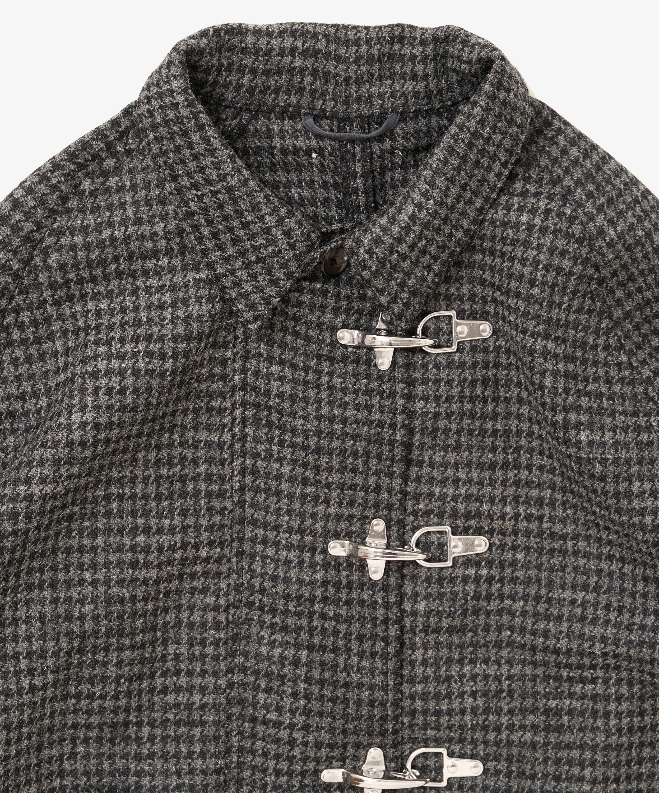 fireman coat houndstooth black harris tweed