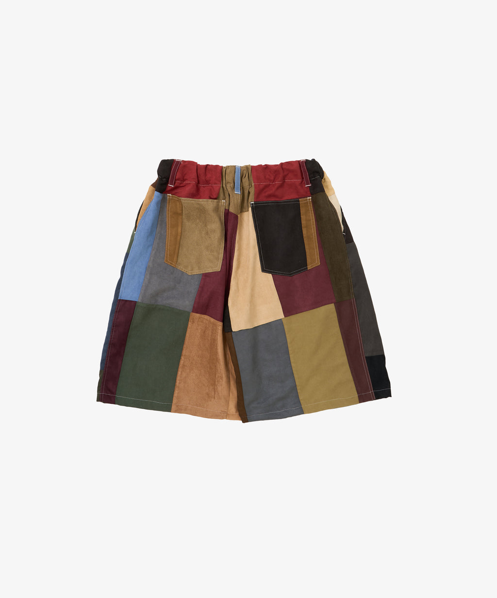circular shorts faux suede one