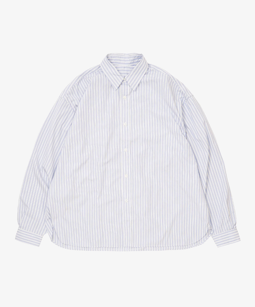 wide shirt high count blue stripe - default