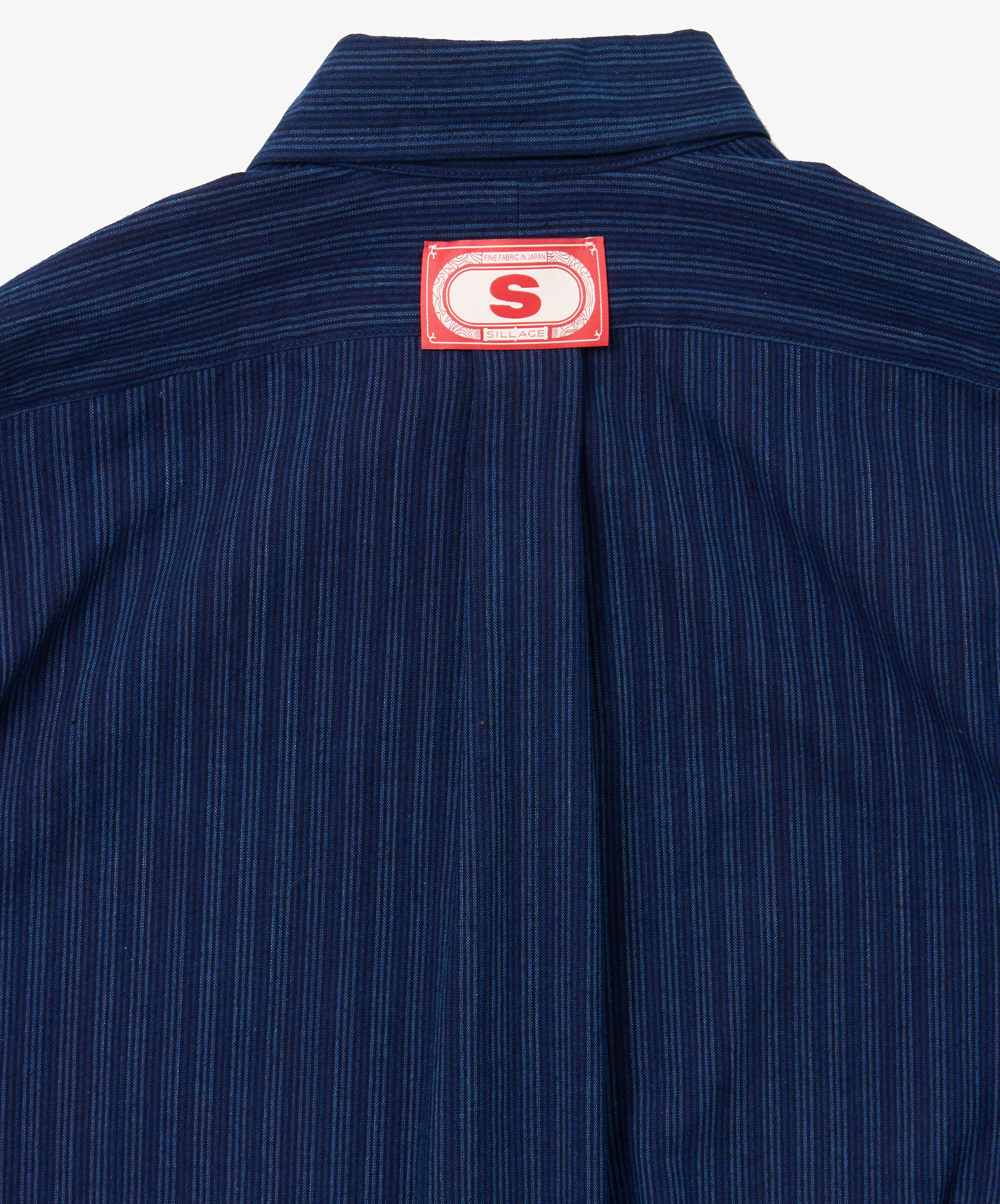 bingo kasuri wide shirt navy narrow stripe