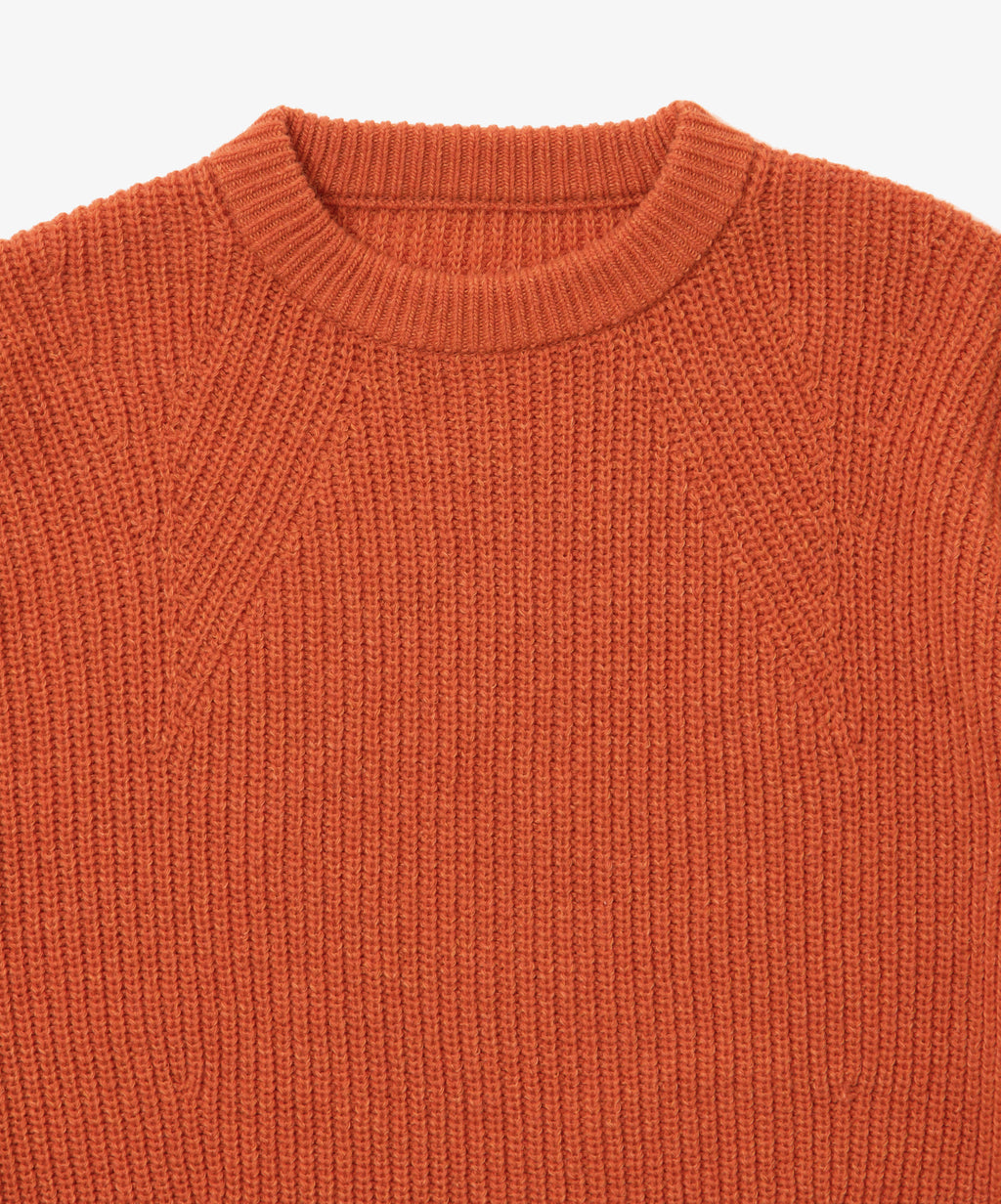 super fine wool ribbed crew orange