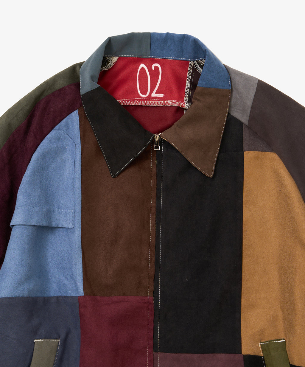 zip blouson faux suede two