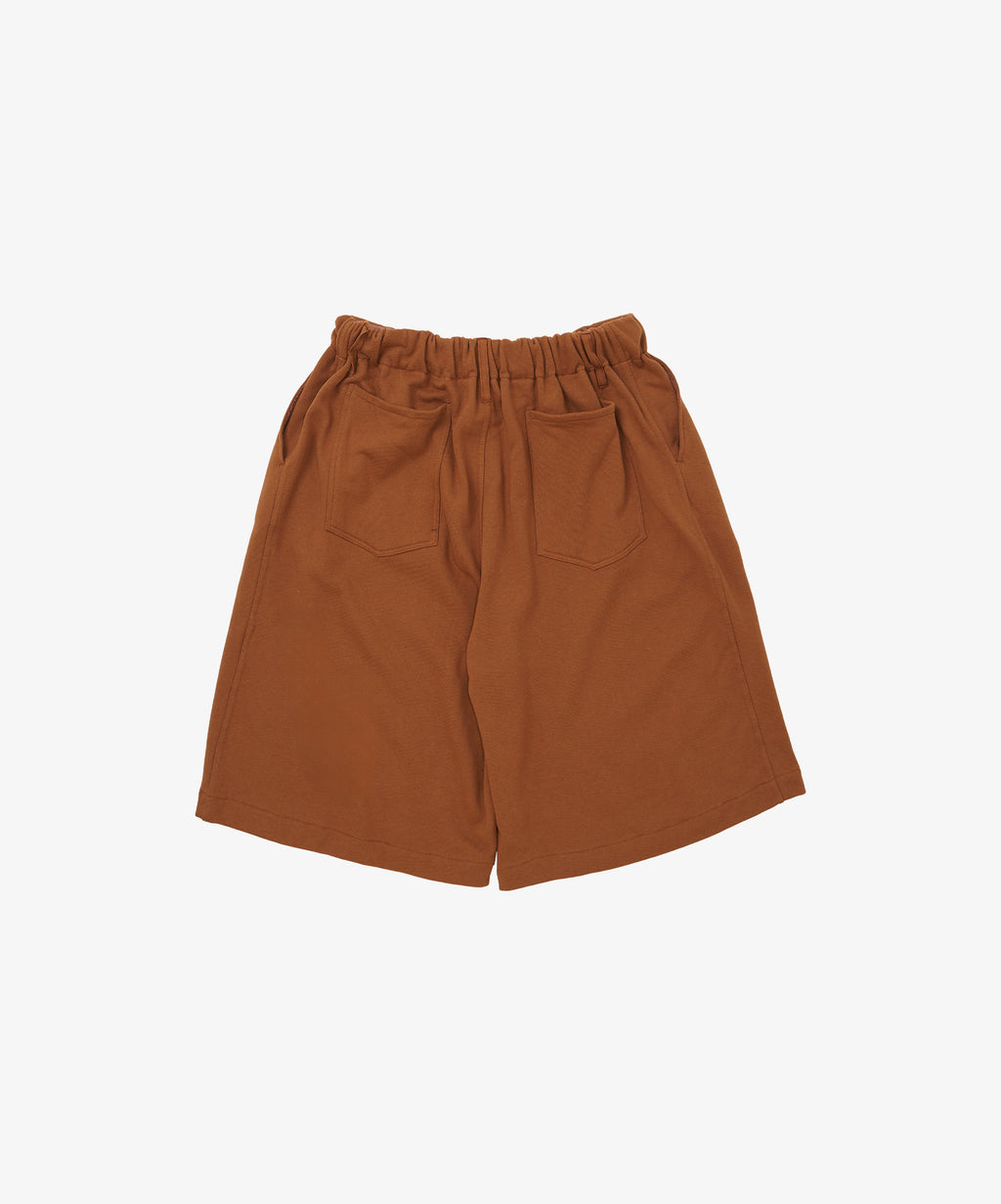 french terry circular short pants brown