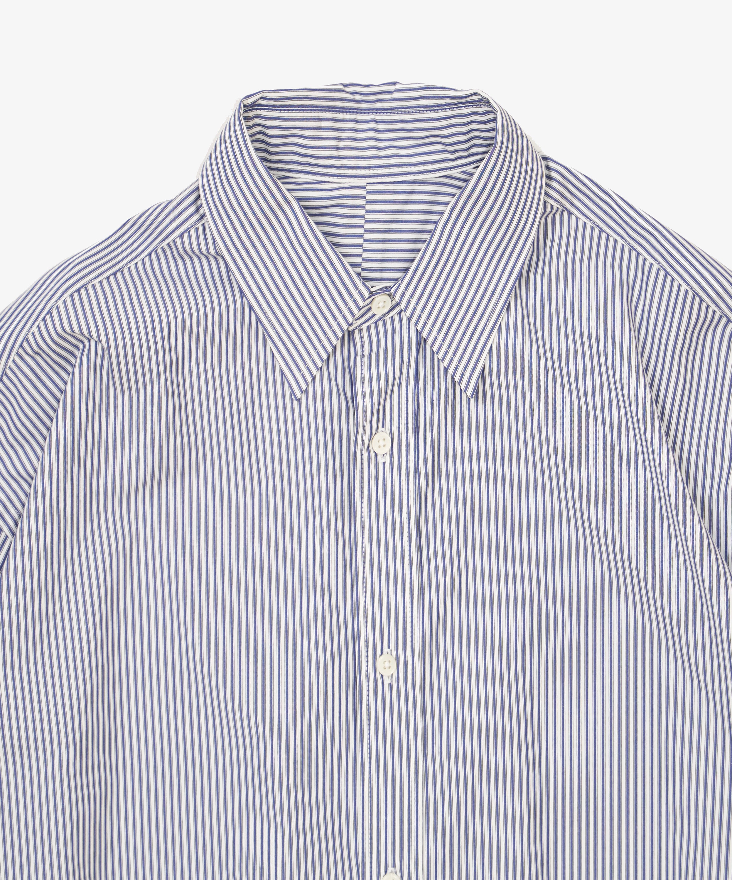 wide shirt high count navy stripe