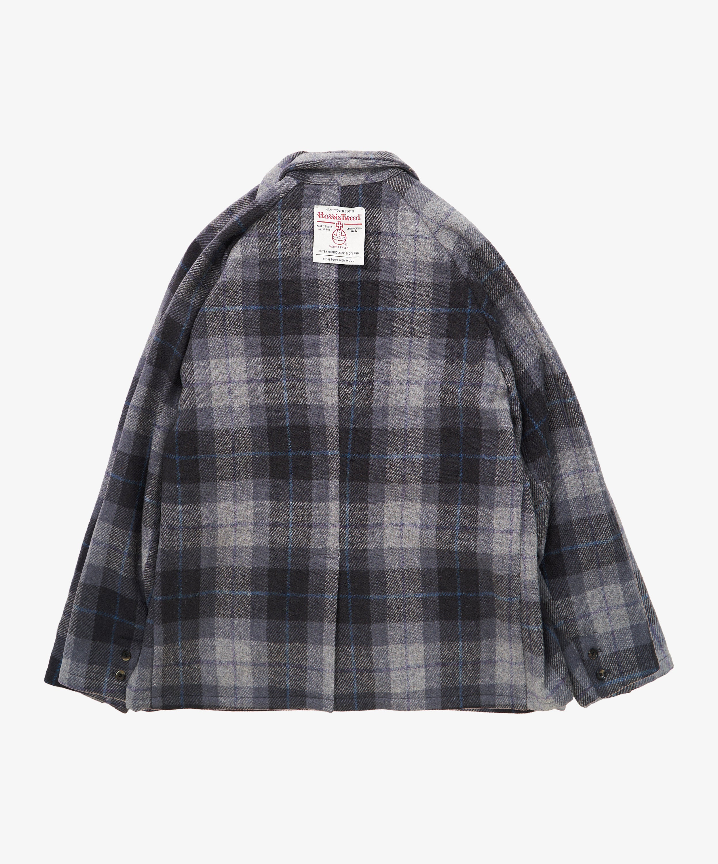 blazer navy check harris tweed