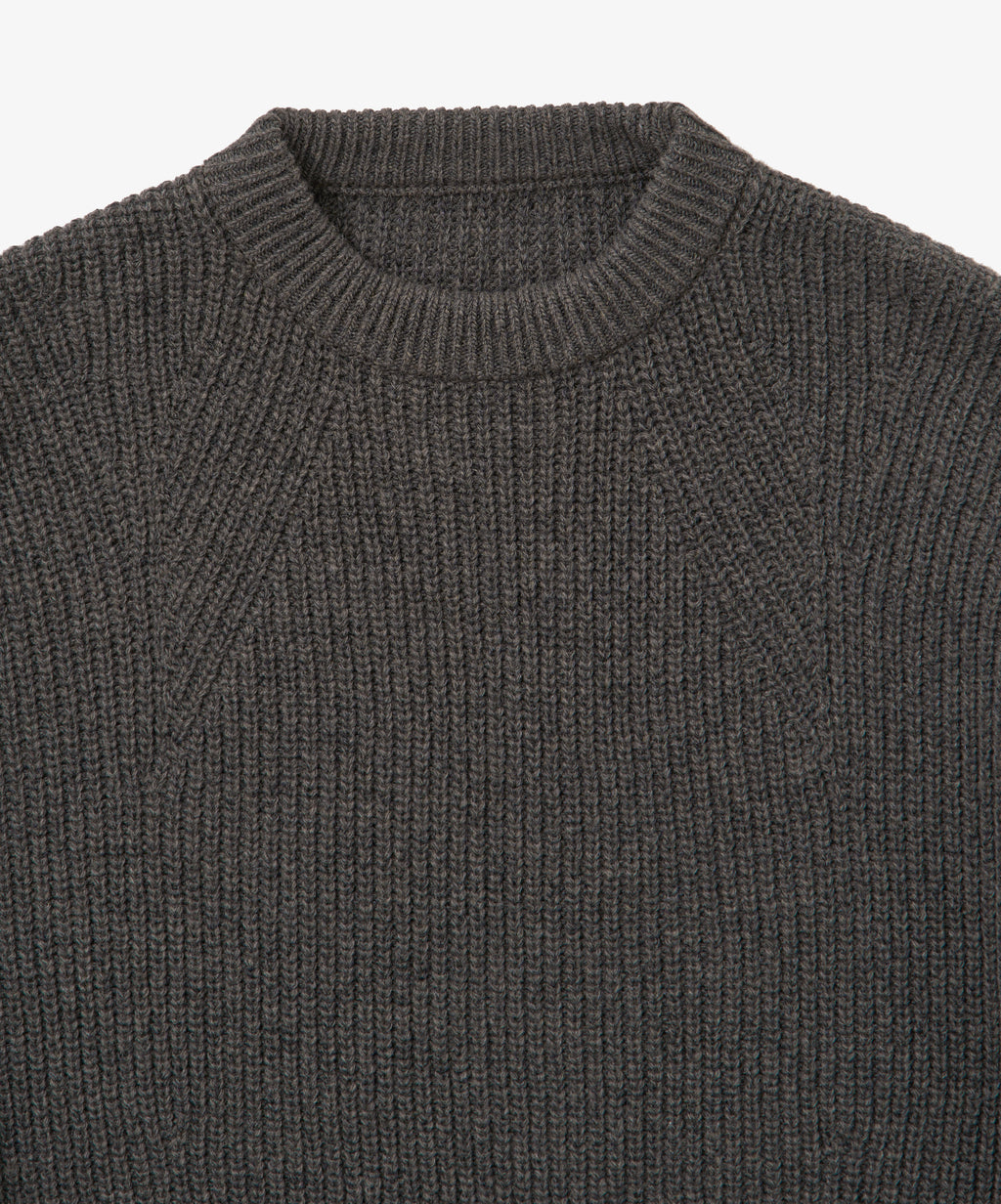 super fine wool ribbed crew anthracite