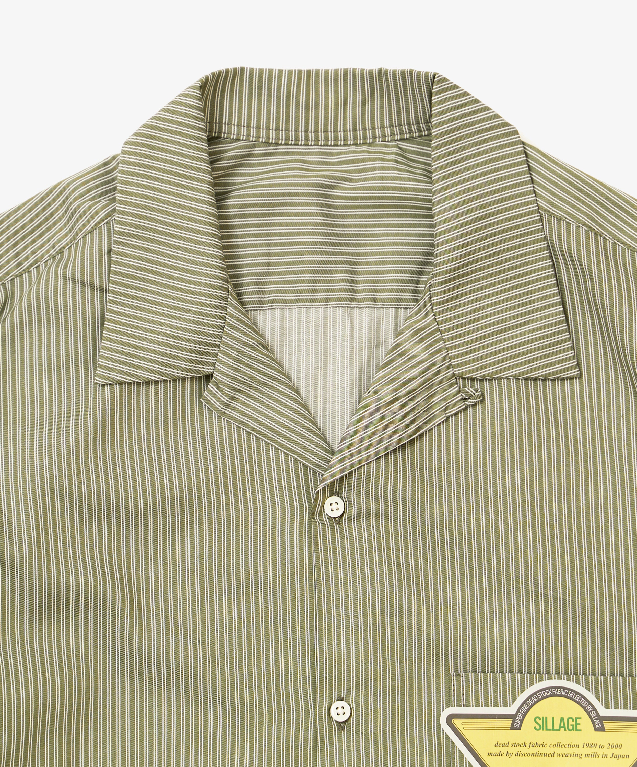 re-engineered overshirt short sleeve deadstock green stripe