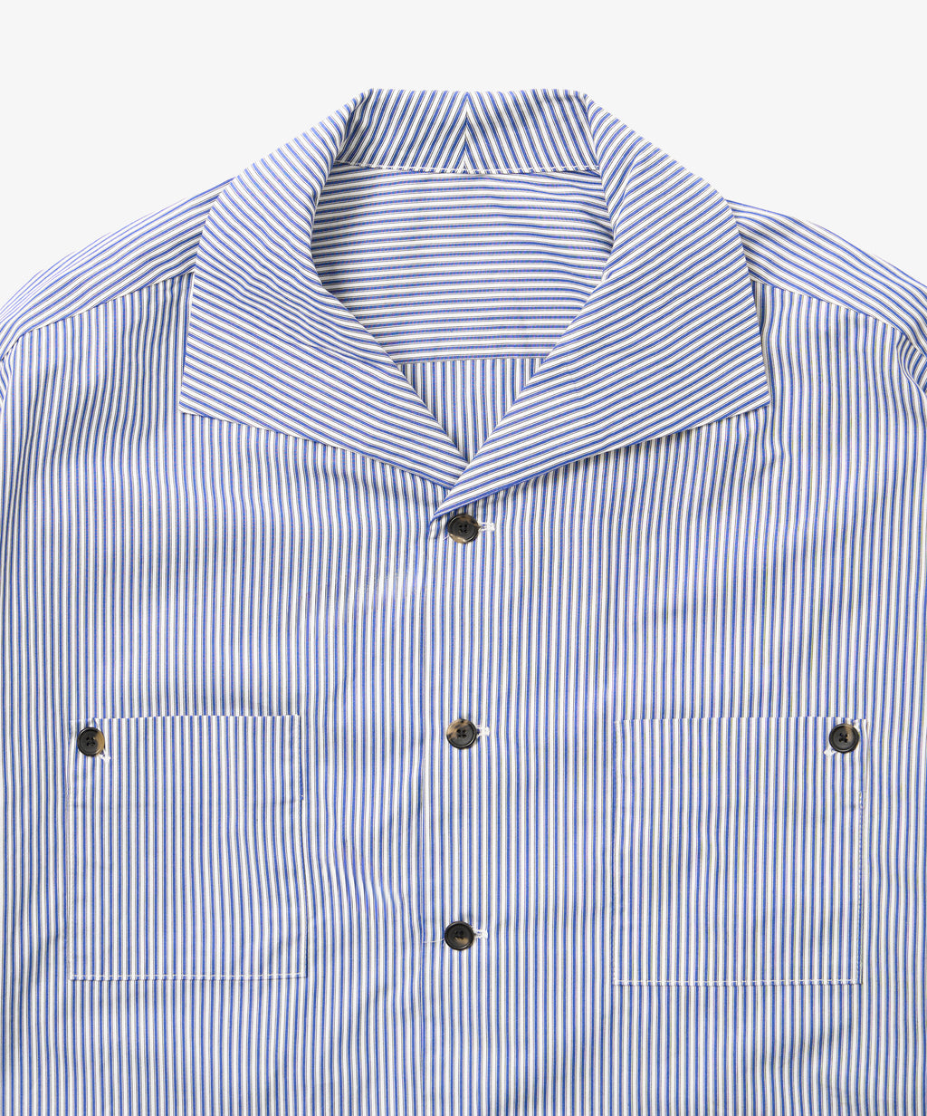 rib blouson high count navy stripe
