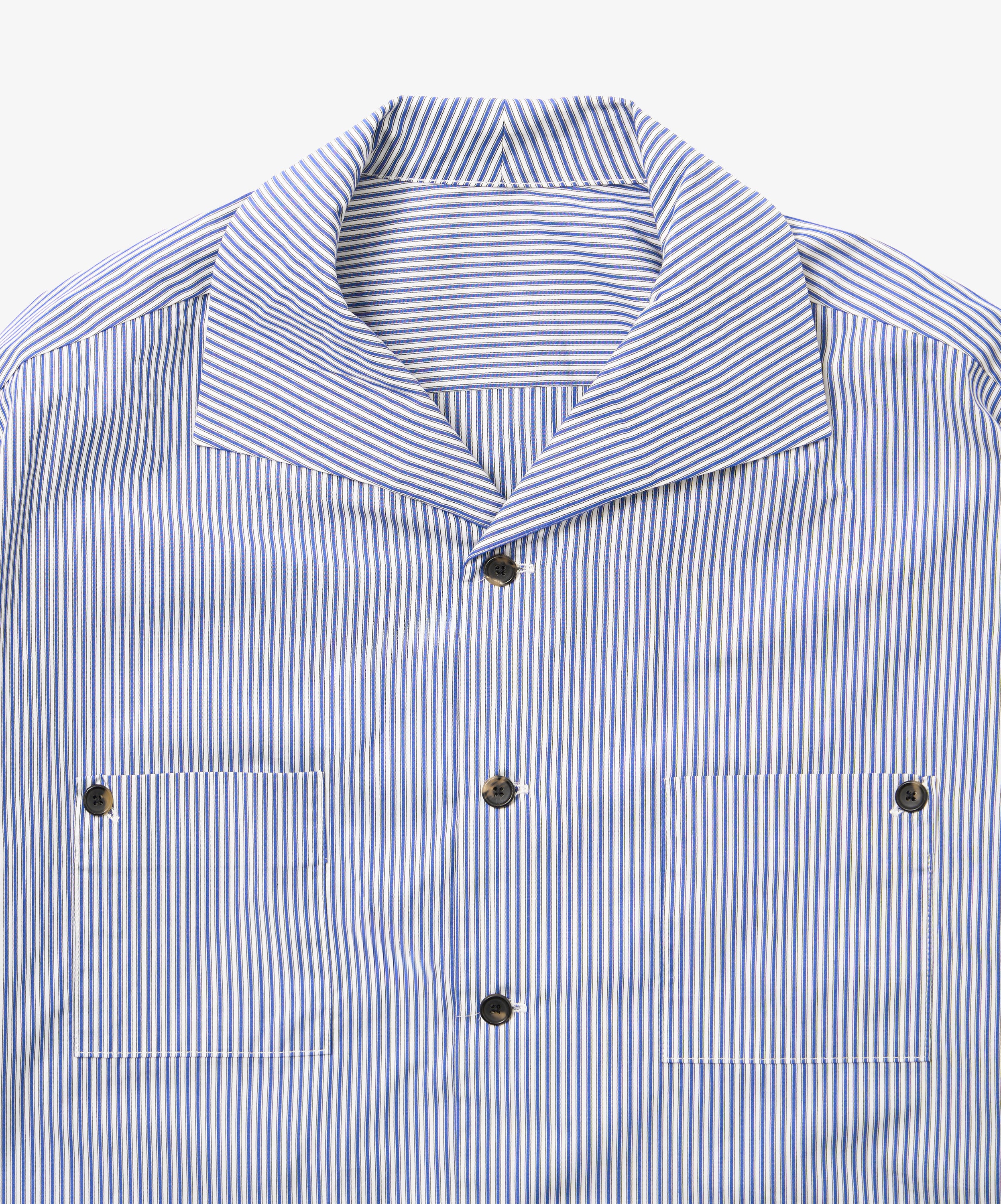 rib blouson high count navy stripe