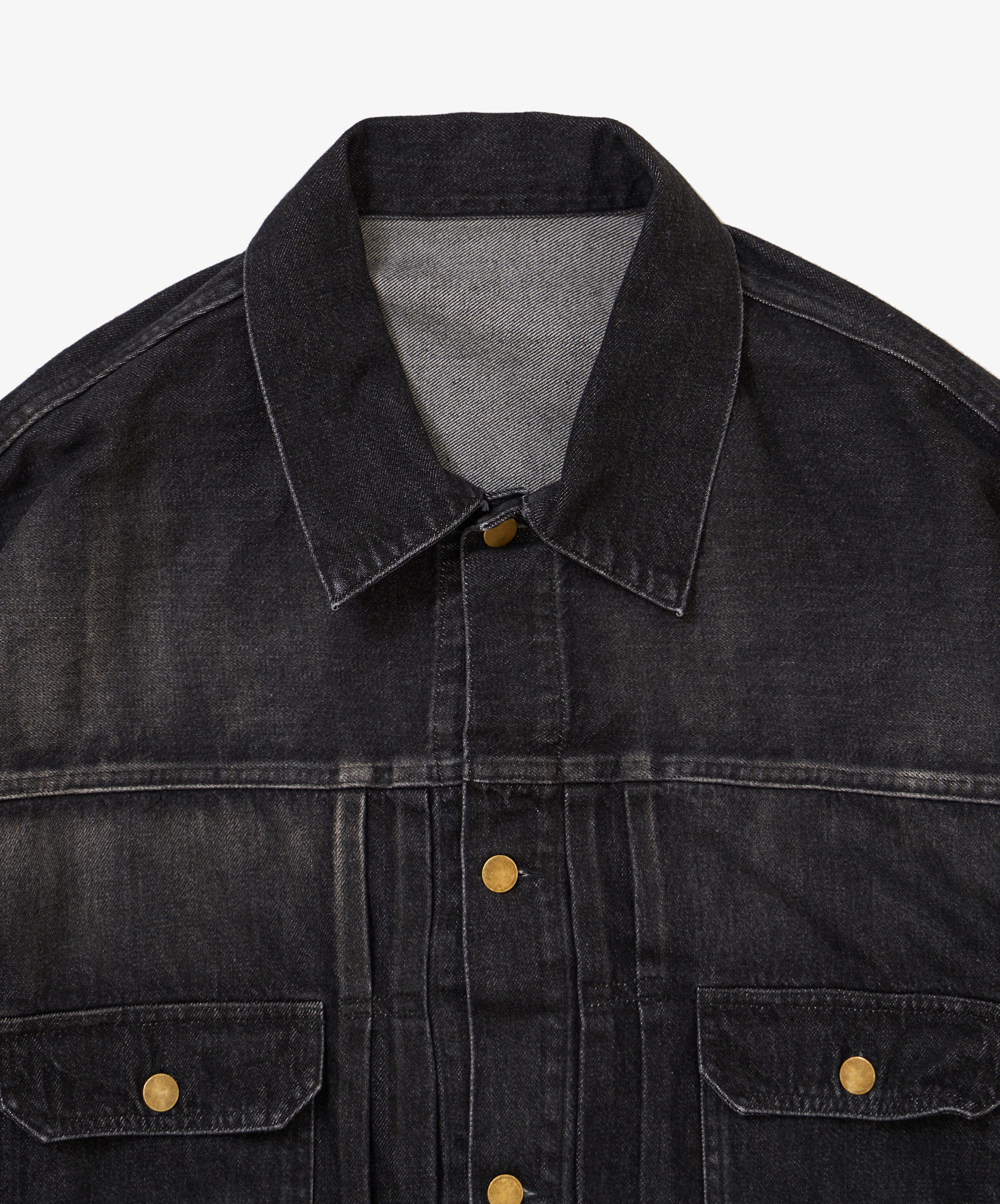 trucker jacket black denim damaged