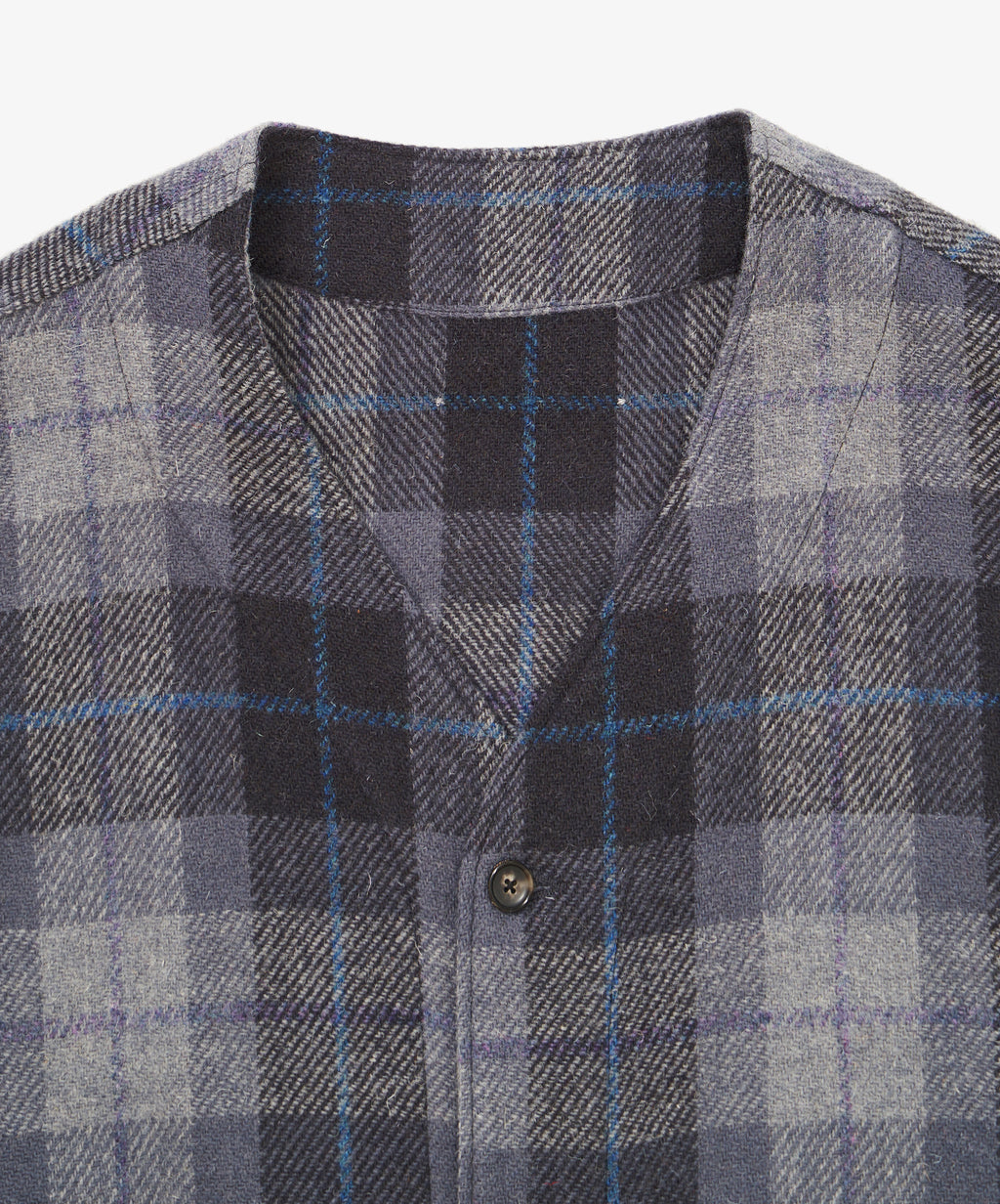 gilet navy check harris tweed