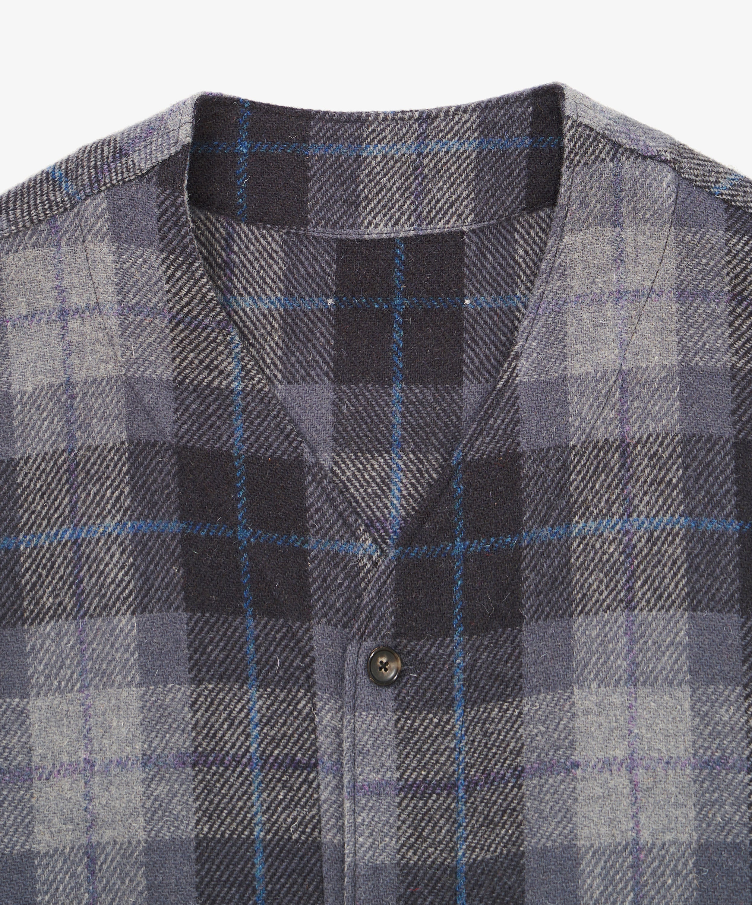 gilet navy check harris tweed