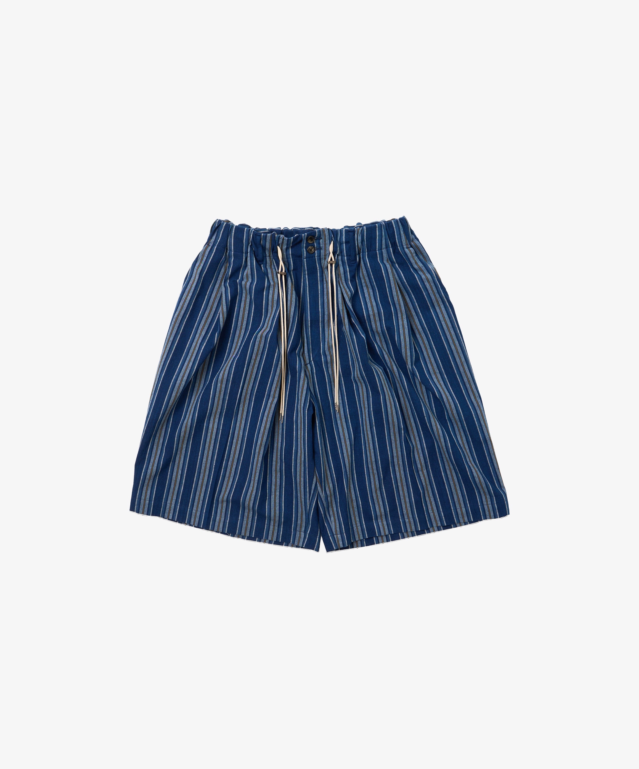 bingo kasuri circular short pants yellow navy stripe - default