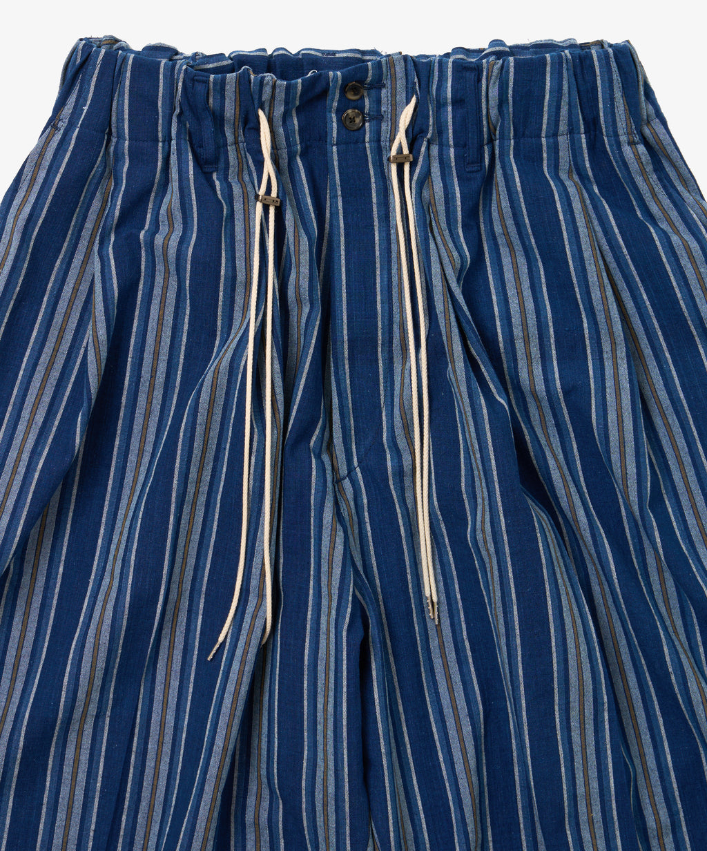bingo kasuri circular short pants yellow navy stripe