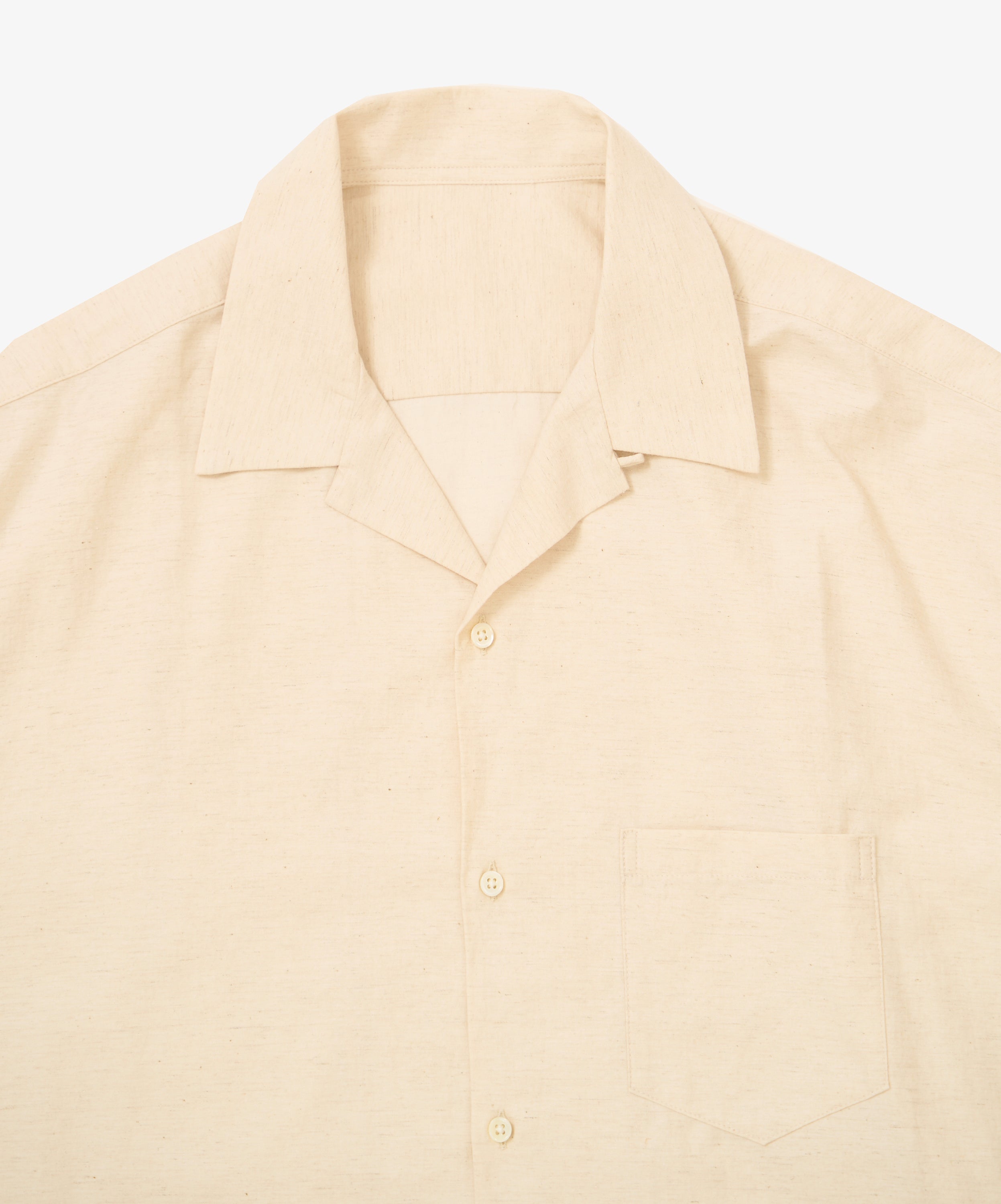 re-engineered overshirt short sleeve back satin natural