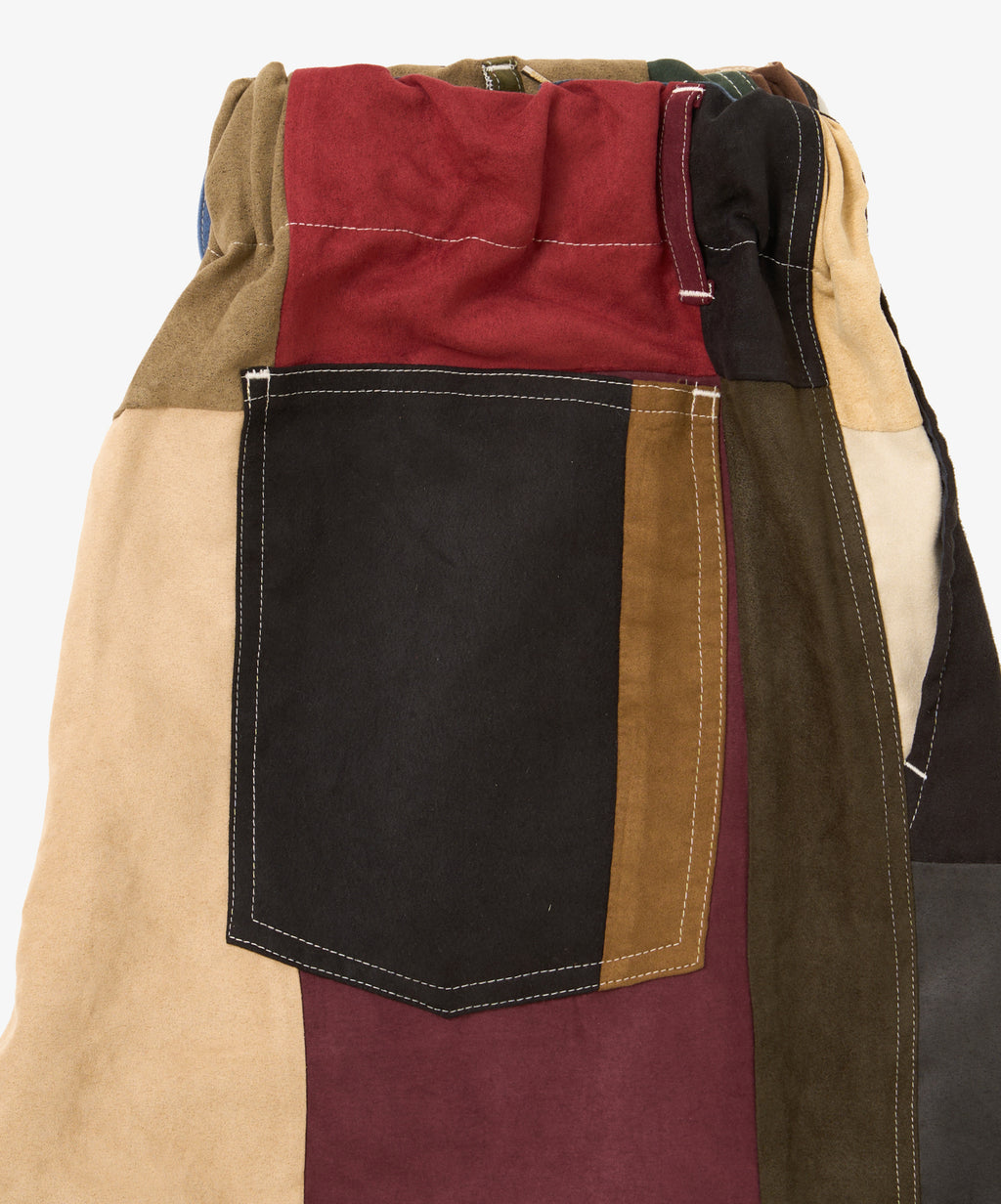 circular shorts faux suede one