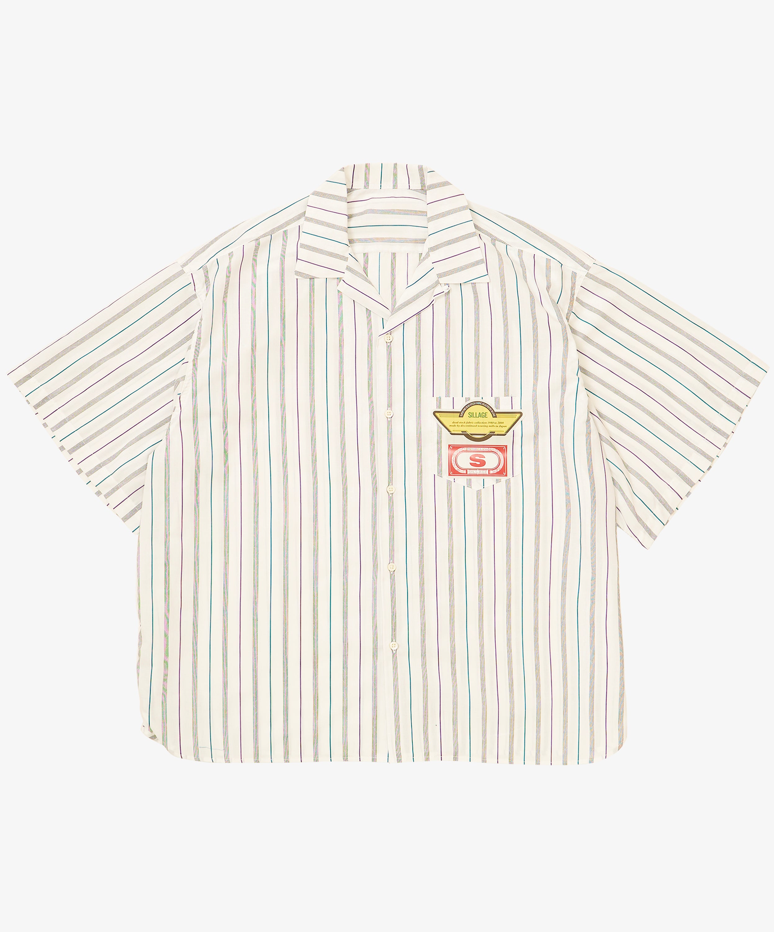 re-engineered overshirt short sleeve deadstock white stripe - default