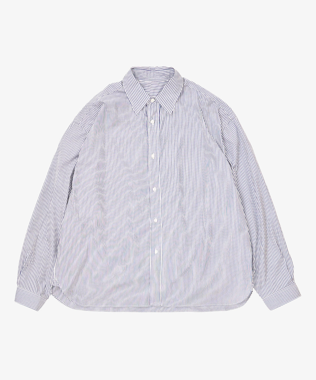 wide shirt high count navy stripe - default