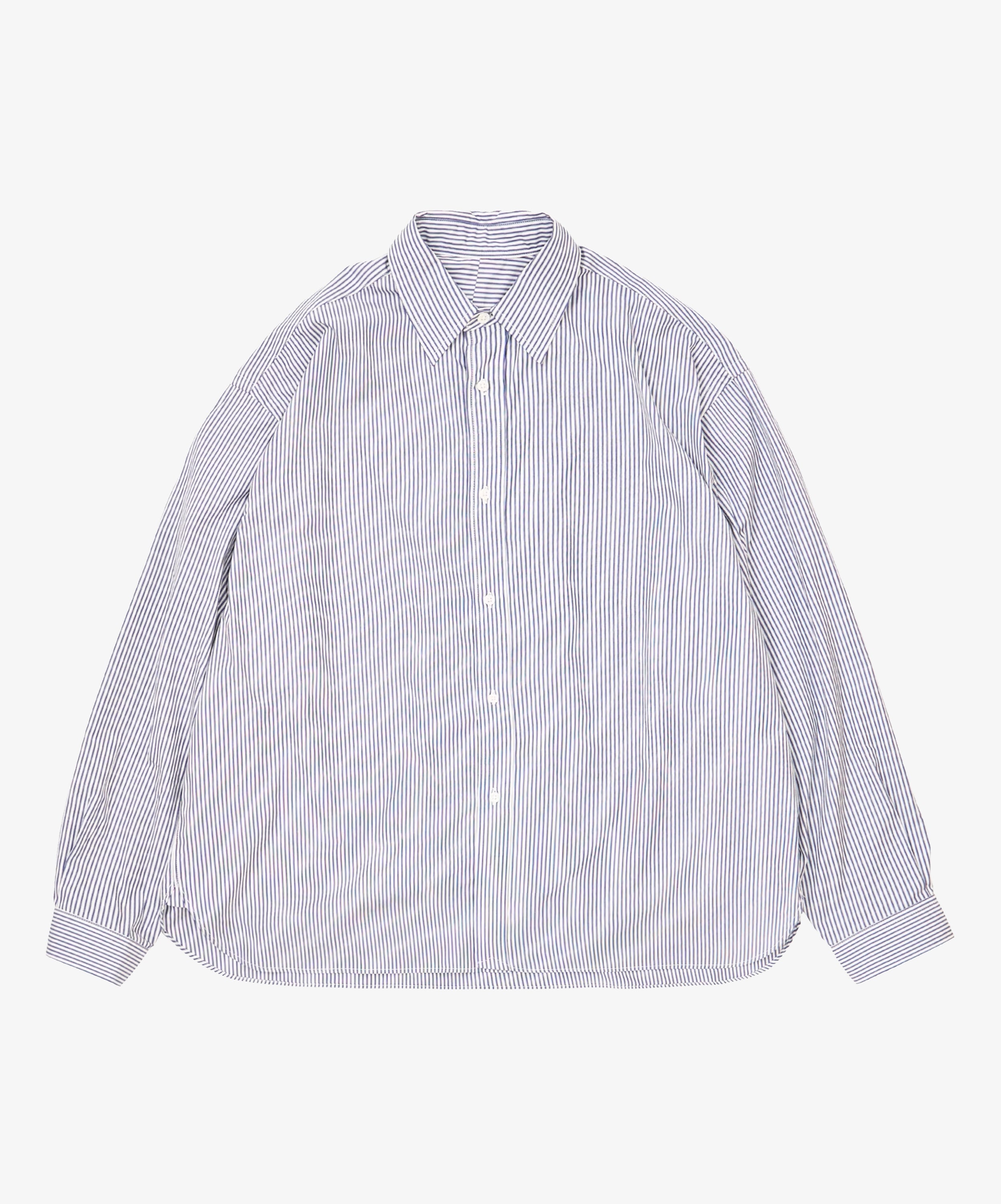 wide shirt high count navy stripe - default