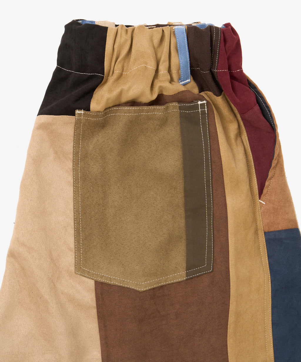 circular shorts faux suede six