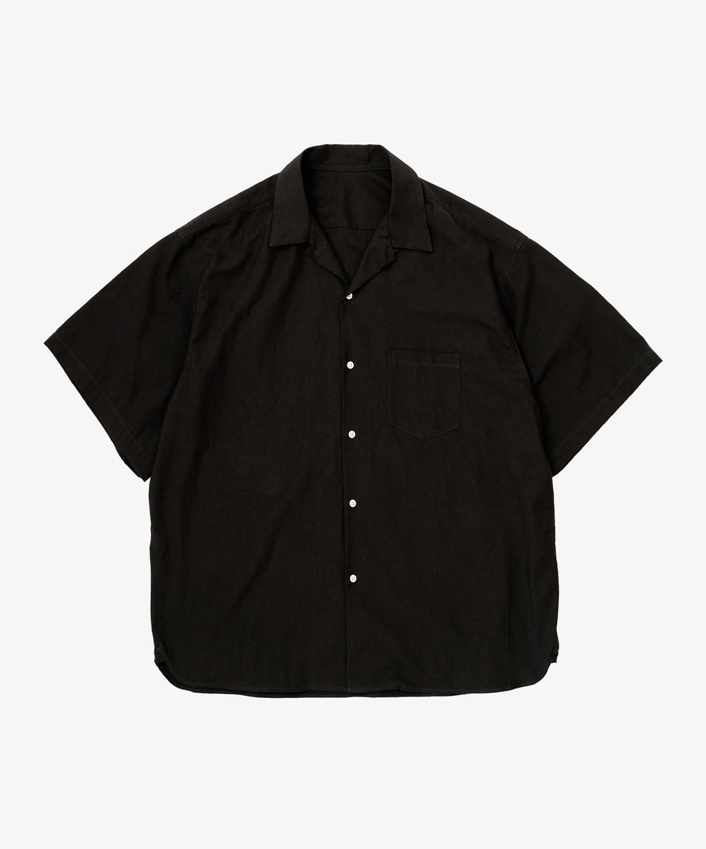 re-engineered overshirt short sleeve back satin black - default