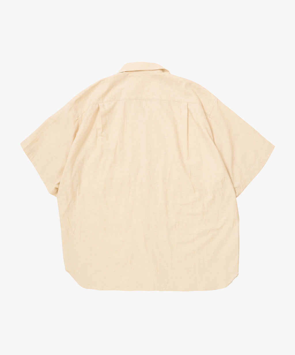 re-engineered overshirt short sleeve back satin natural