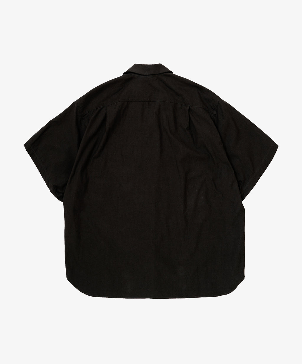 re-engineered overshirt short sleeve back satin black