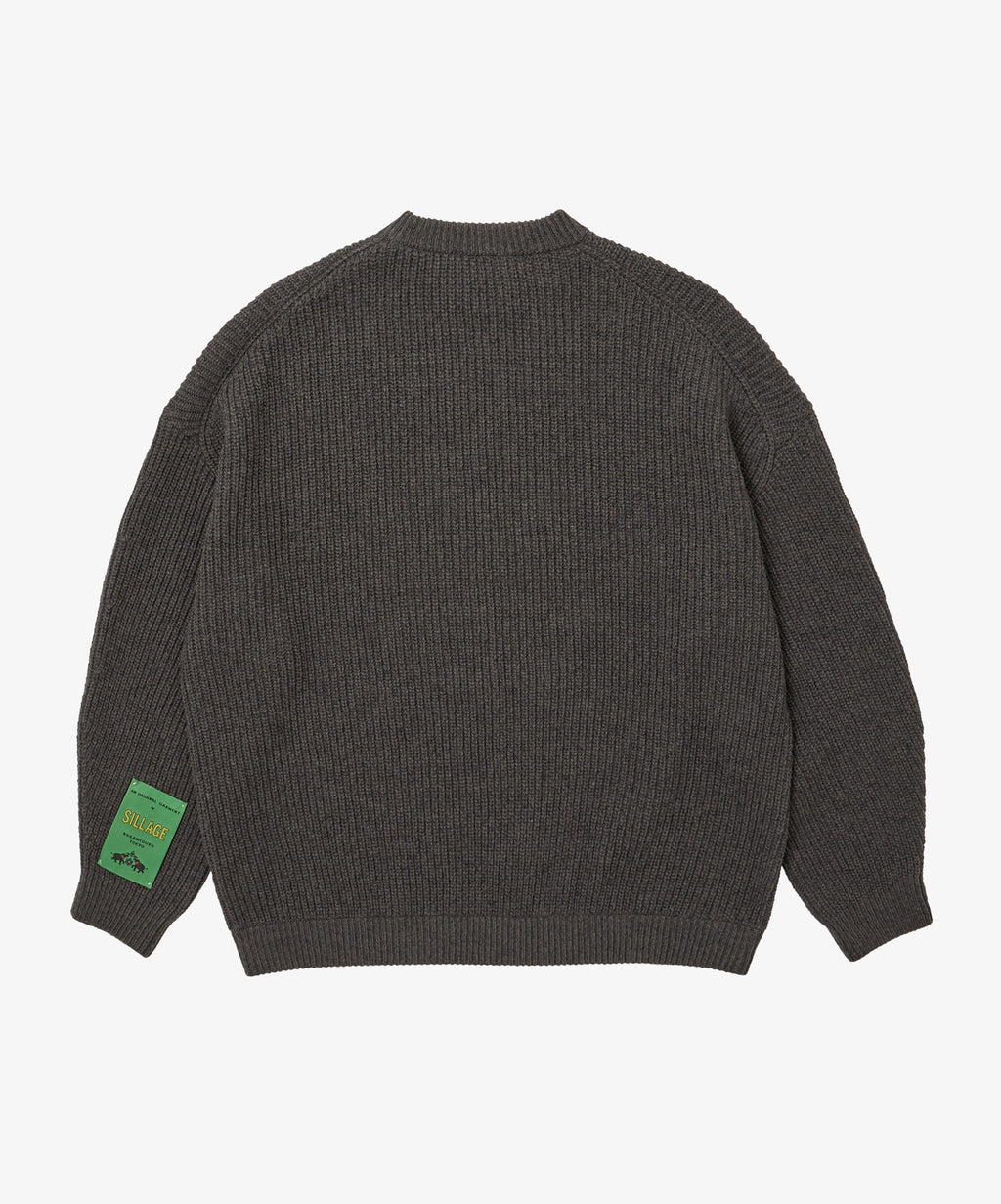 super fine wool ribbed crew anthracite