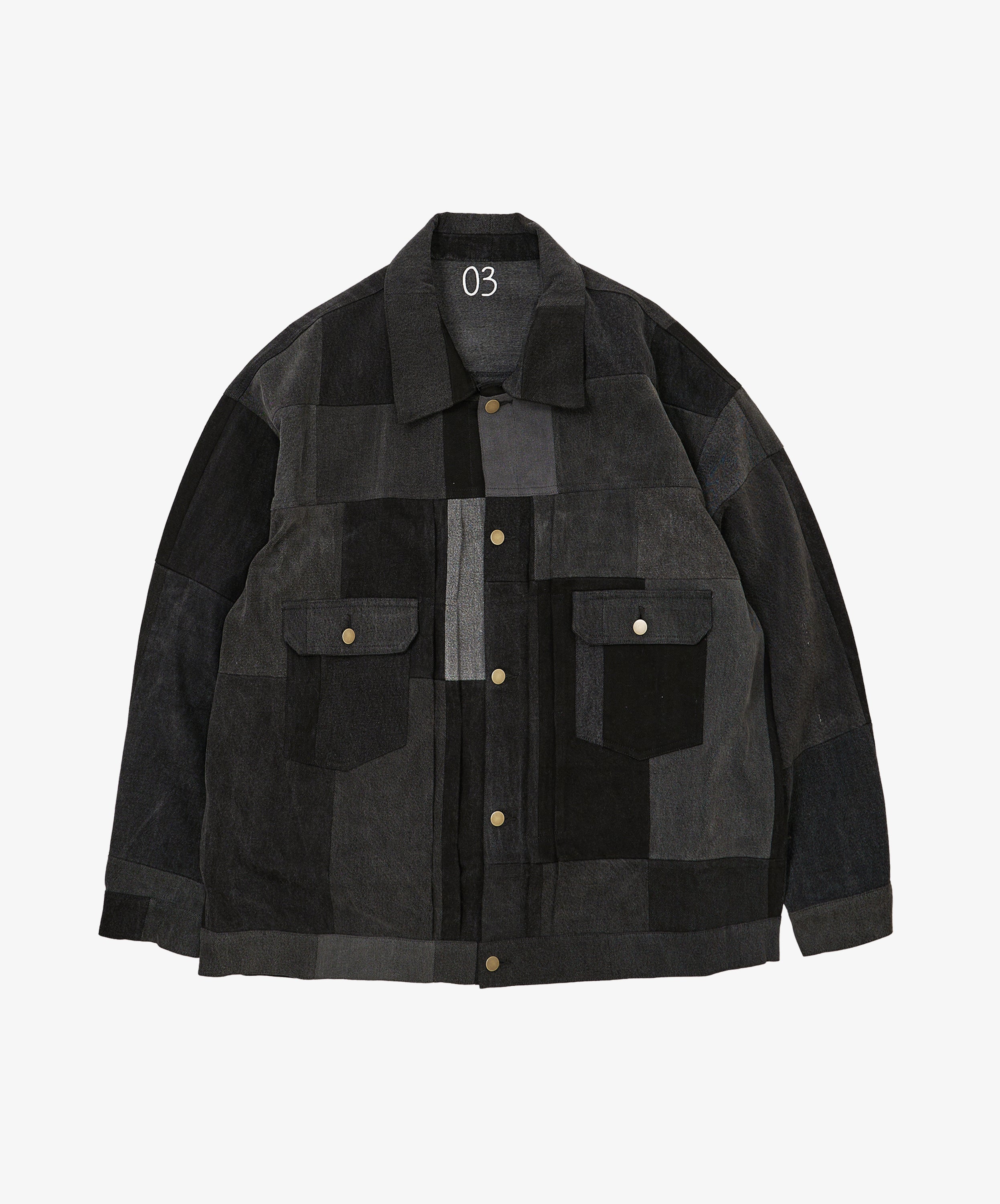 trucker jacket black denim three - default