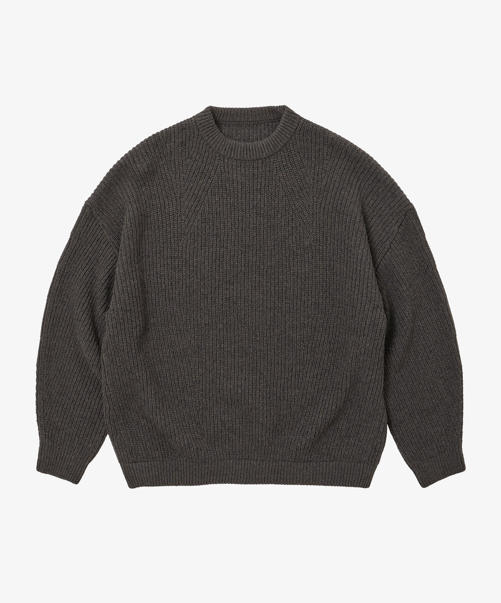 super fine wool ribbed crew anthracite - default