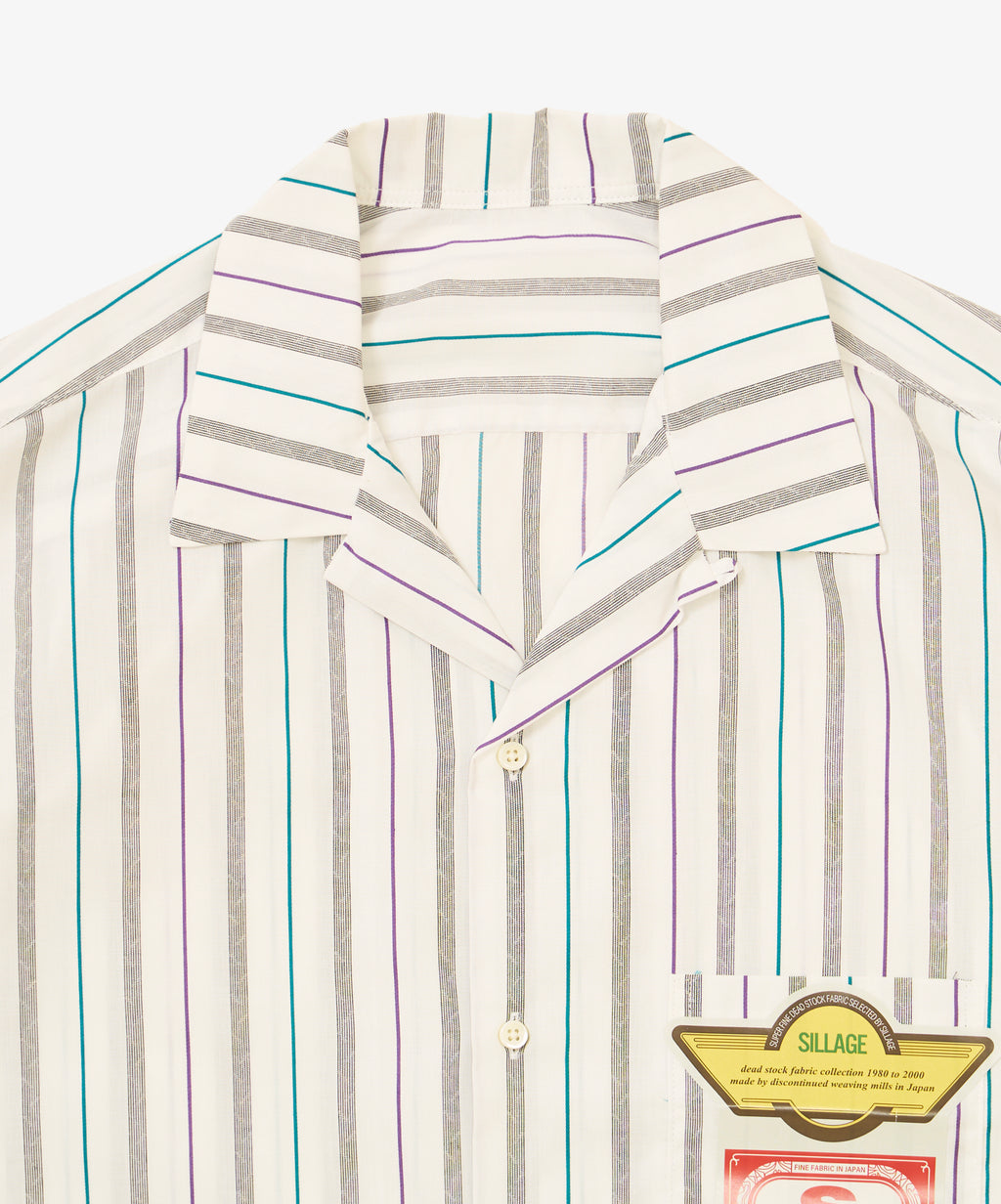 re-engineered overshirt short sleeve deadstock white stripe